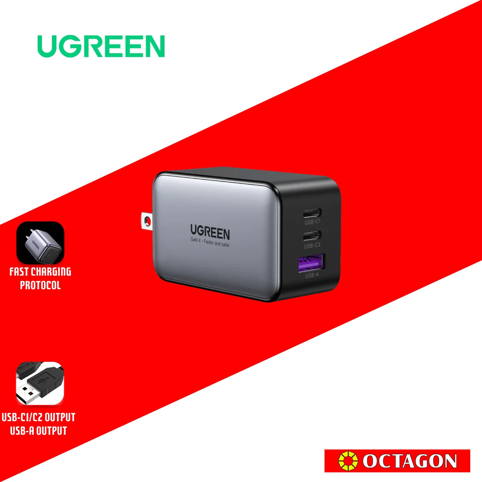 UGREEN CD244/10334 65W GANFAST CHARGER