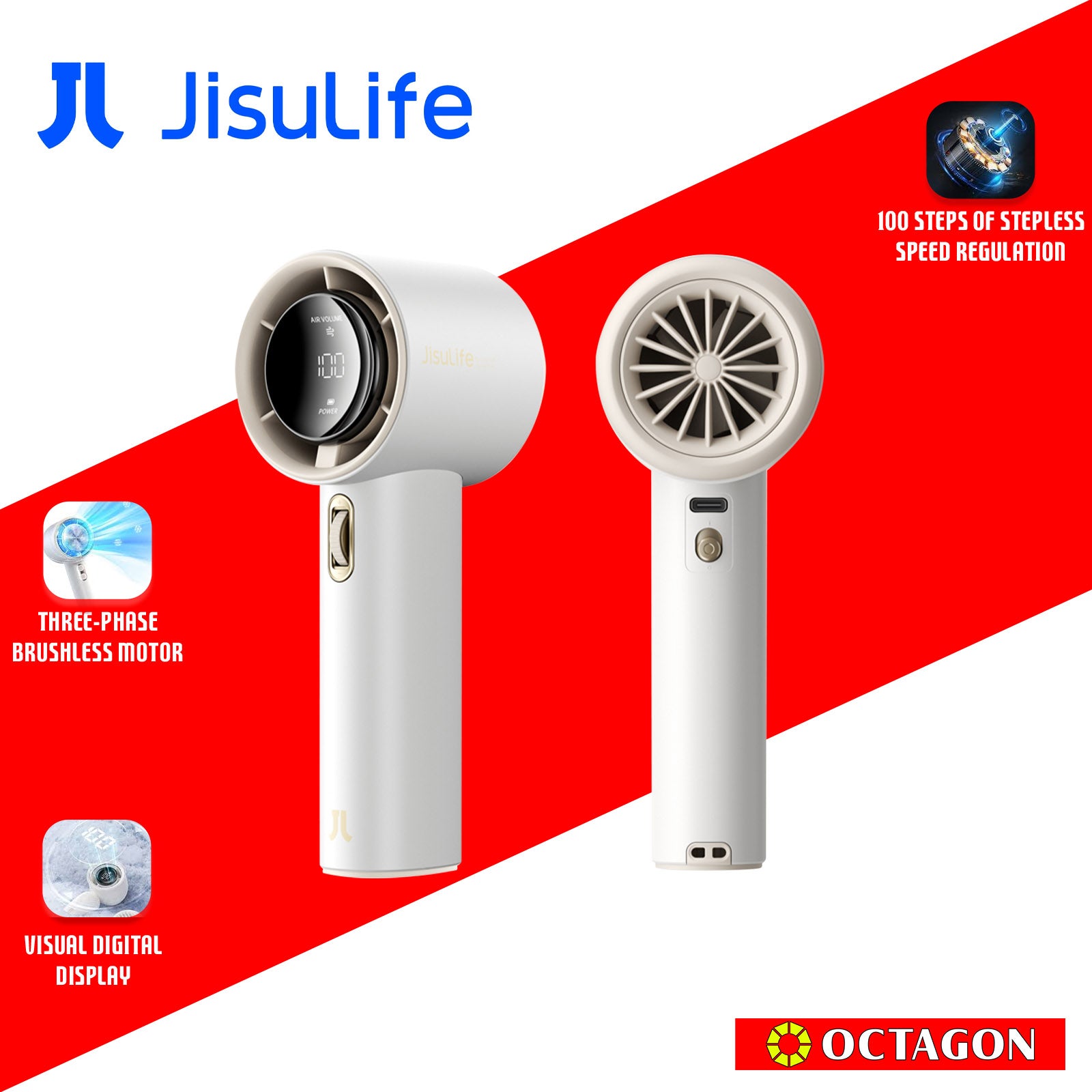JISULIFE PRO1-FA53 3600MAH WHITE ABS HANDHELD FAN