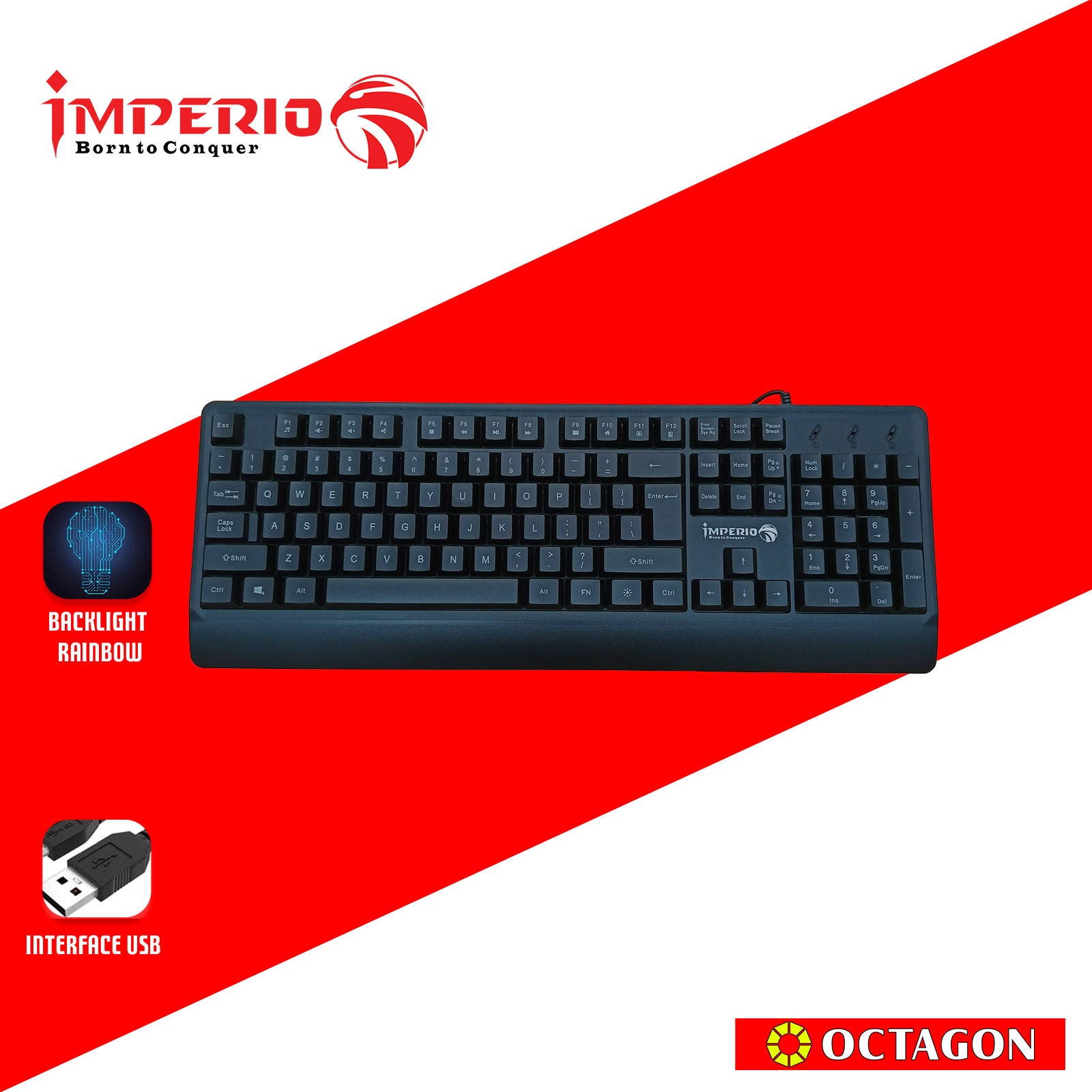 IMPERIO IKBL-K200 GAMING KEYBOARD US LAYOUT RAINBOW BACKLIGHT