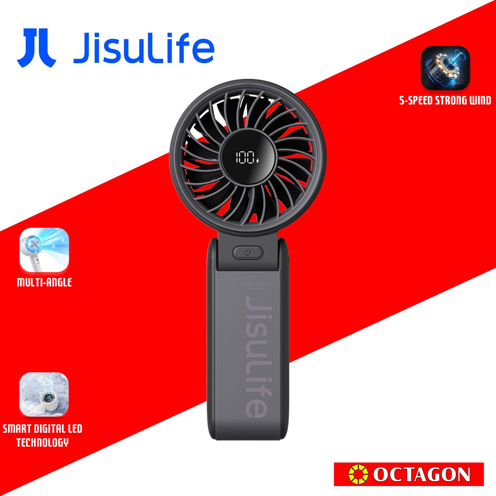 JISULIFE LIFE7 3600MAH PINK/GRAY/BLACK HANDHELD FAN