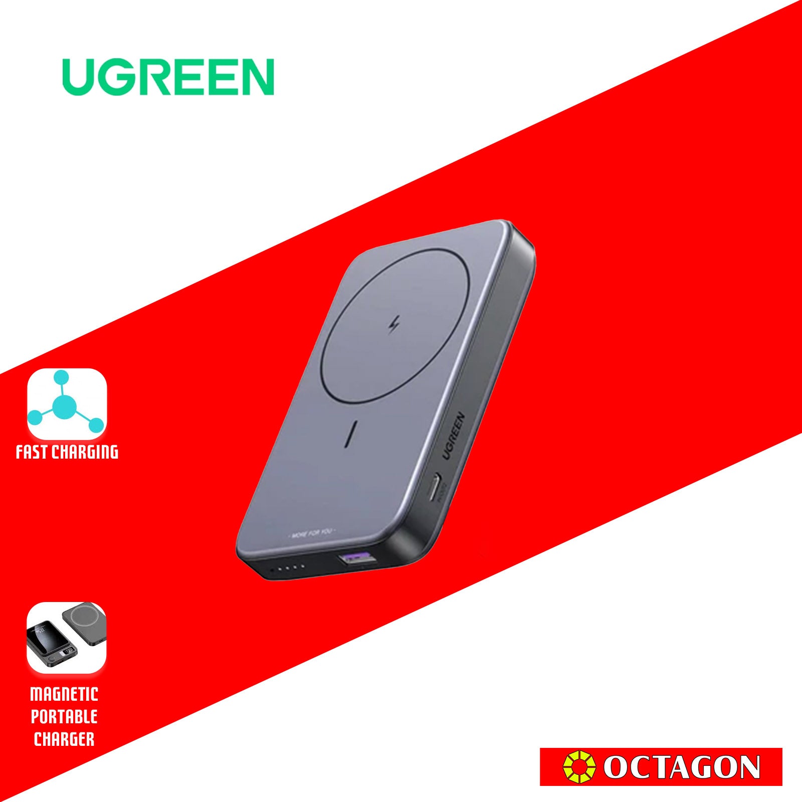 UGREEN PB206/15086 10000MAH POWERBANK MAGNETIC WIRELESS -  SPACE GRAY