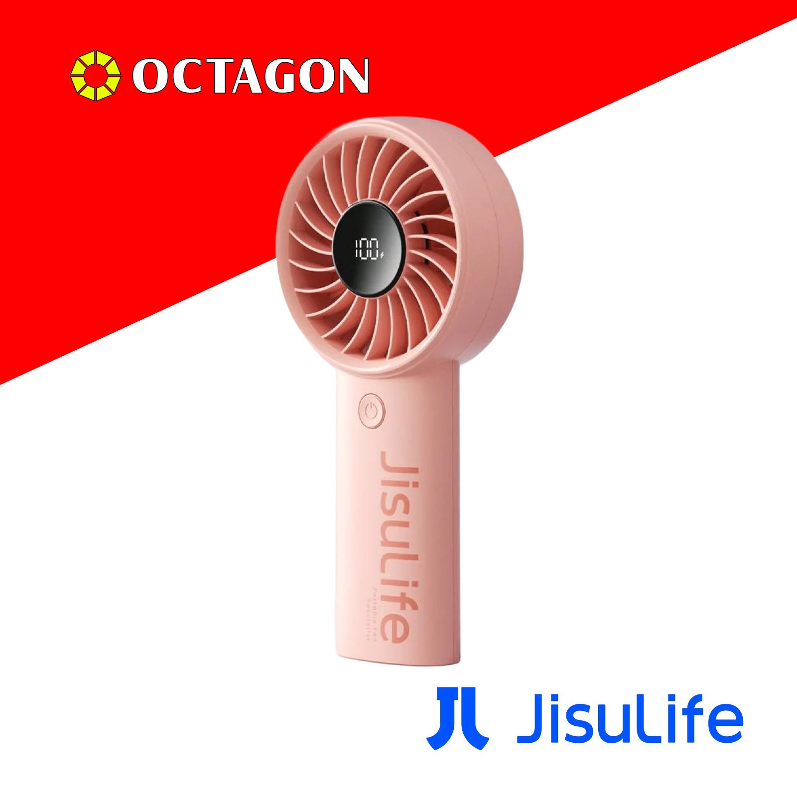 JISULIFE LIFE4 5000MAH PINK/BLACK HANDHELD FAN