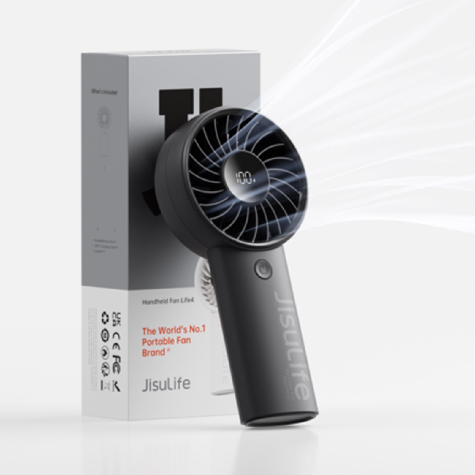 JISULIFE LIFE4 5000MAH PINK/BLACK HANDHELD FAN