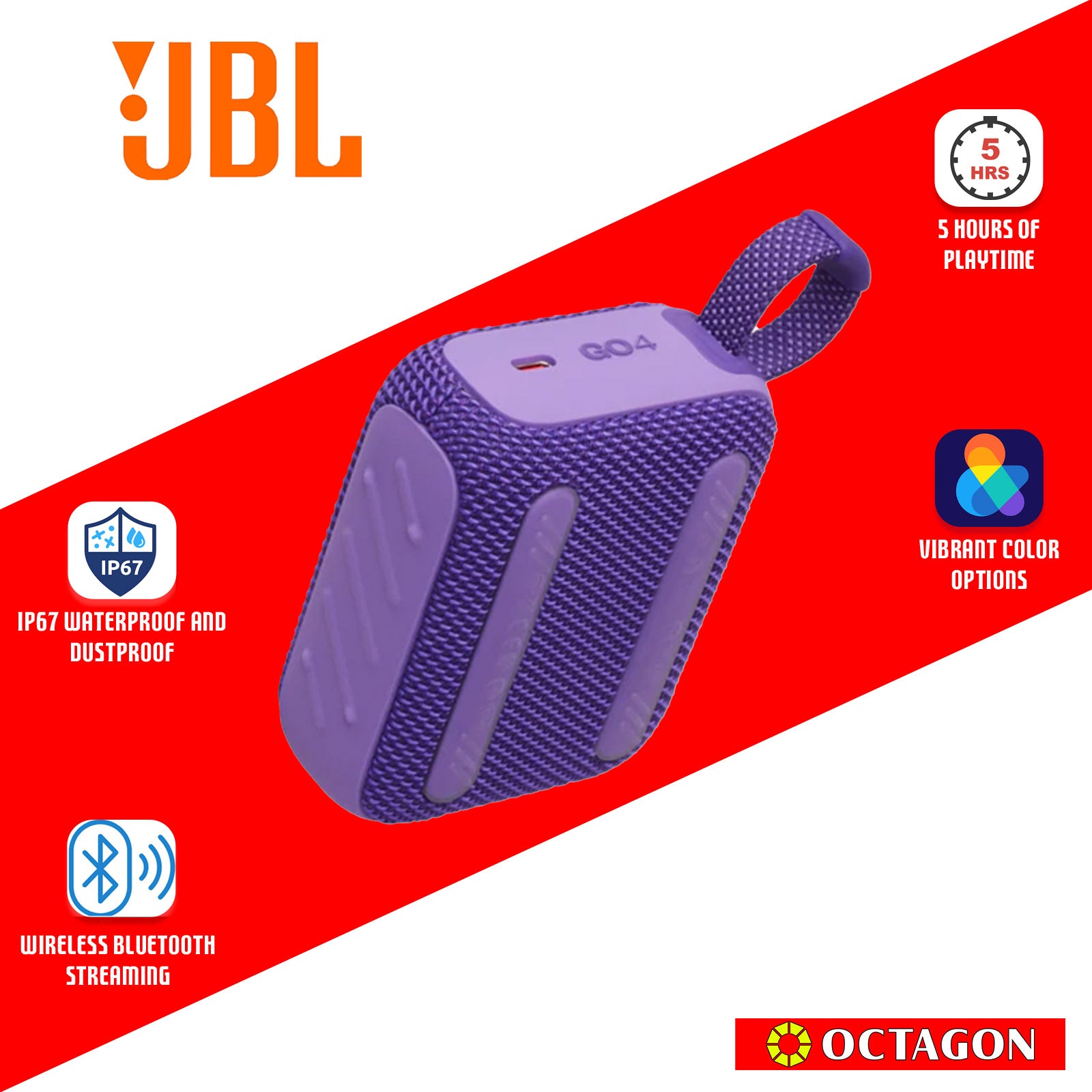 JBL GO 4 BT PURPLE SPEAKER PORTABLE