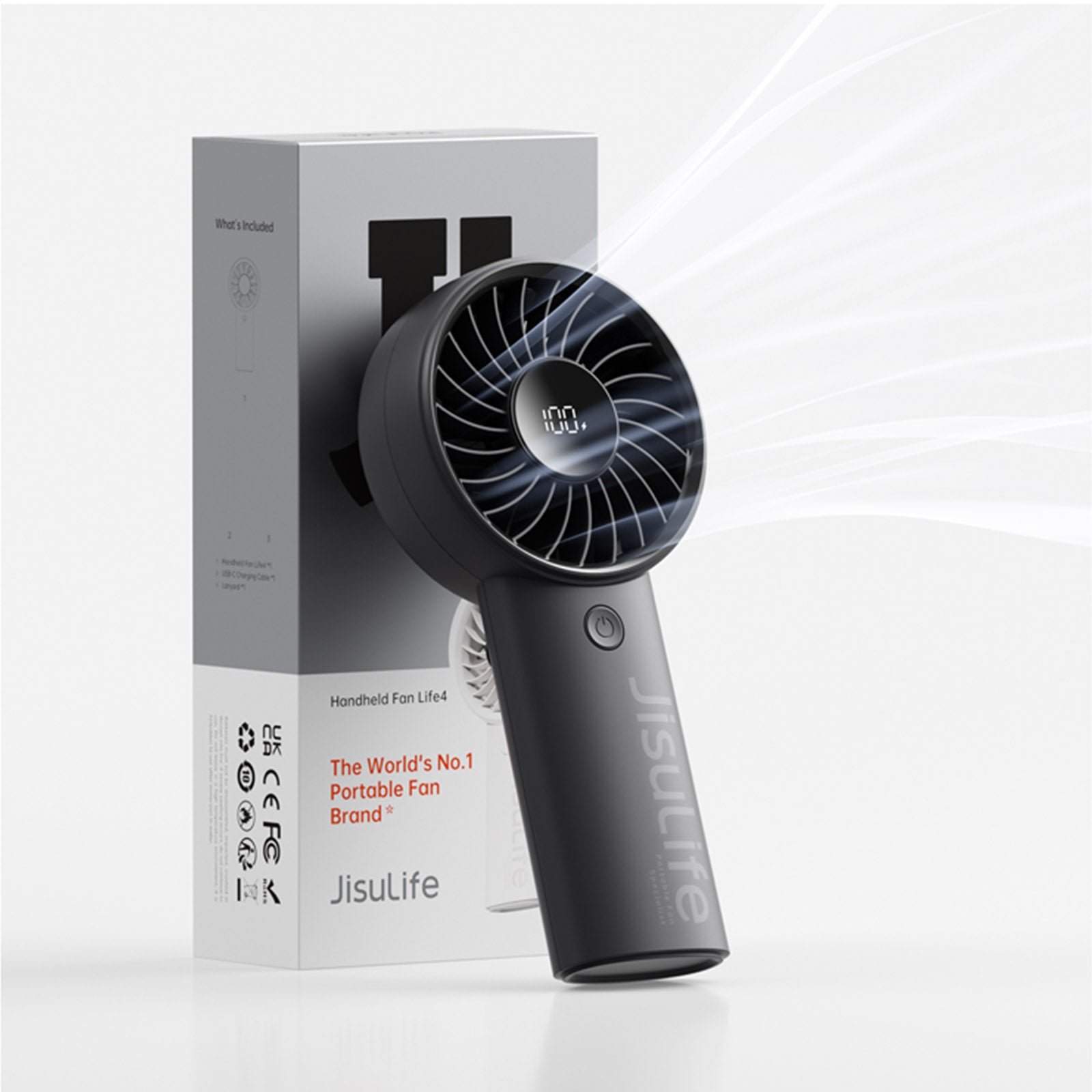 JISULIFE LIFE4 3600MAH BLACK HANDHELD FAN