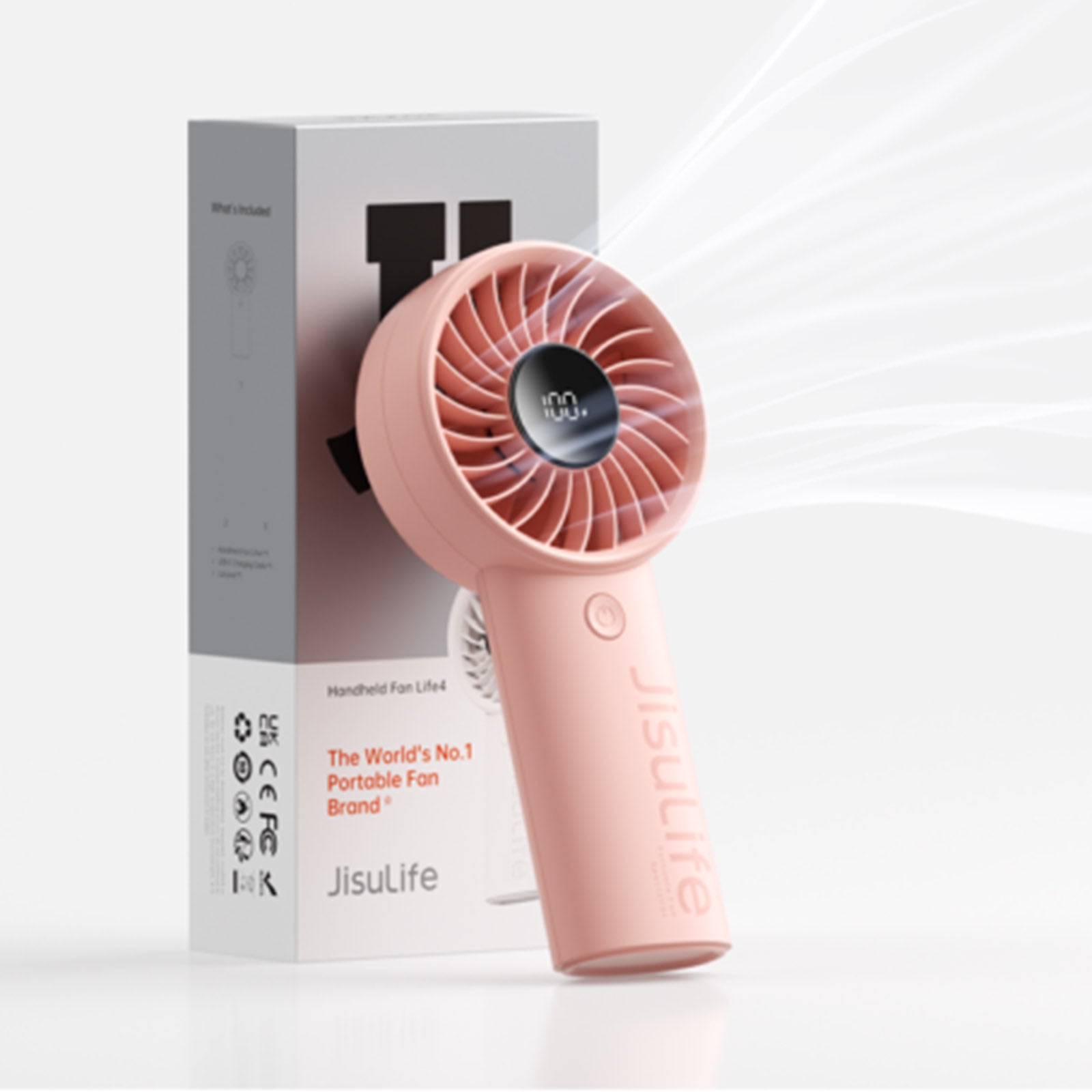 JISULIFE LIFE4 5000MAH PINK/BLACK HANDHELD FAN