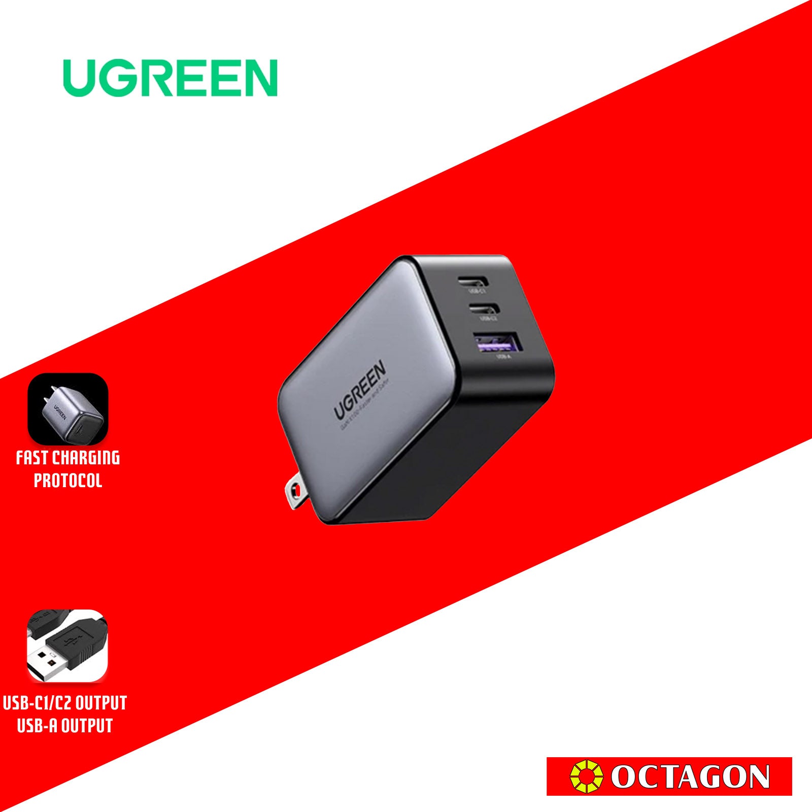 UGREEN CD244/10334 65W GANFAST CHARGER