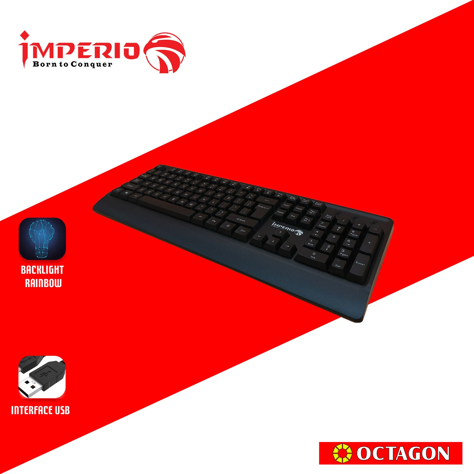 IMPERIO IKBL-K200 GAMING KEYBOARD US LAYOUT RAINBOW BACKLIGHT