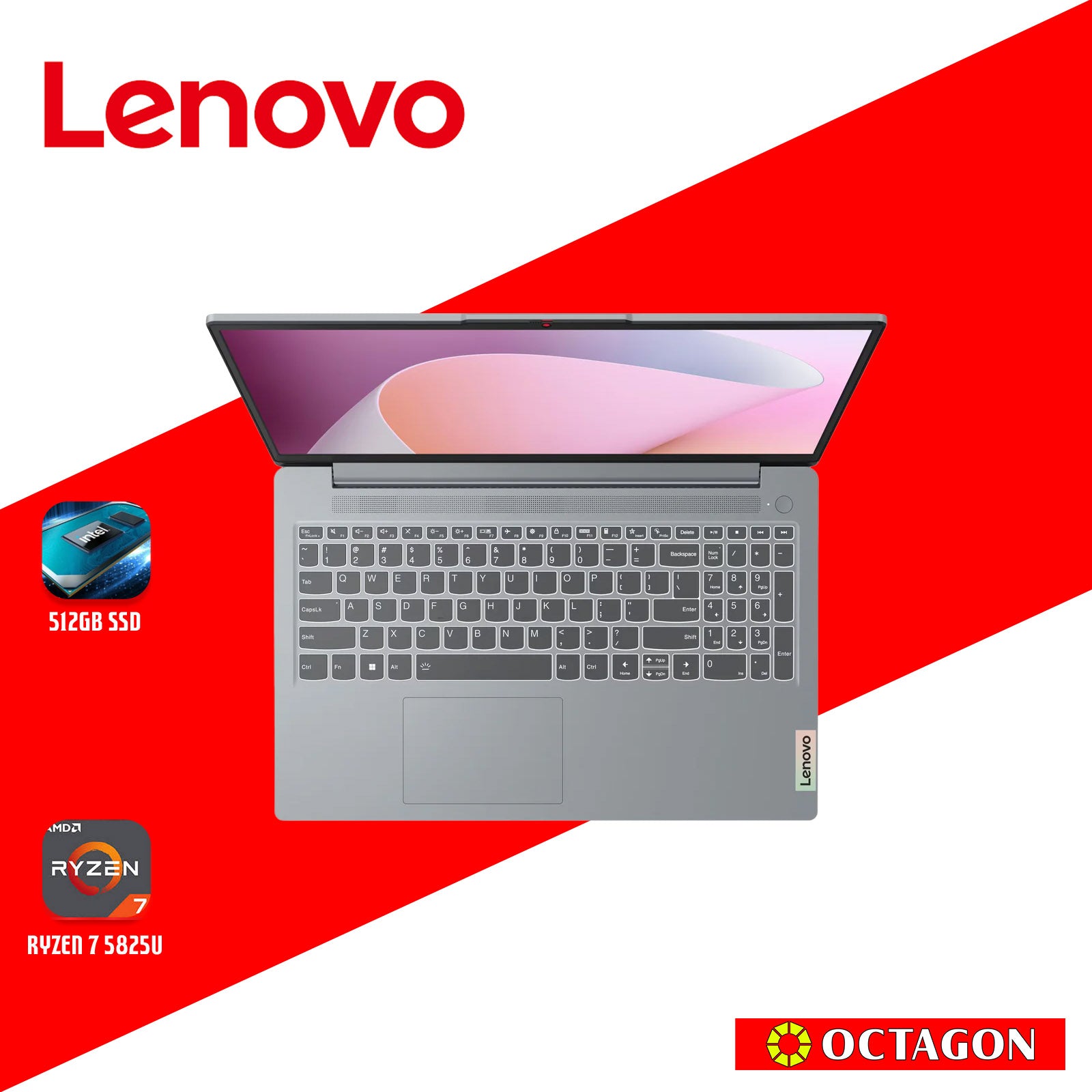 LENOVO IDEAPAD SLIM (82XM011NPH)/ RYZEN 5825U/ 16GB/ 512GB SSD/ FHD/ WIN 11/ OFFICE HOME 2024 OFFICE 365 1YR/ GREY