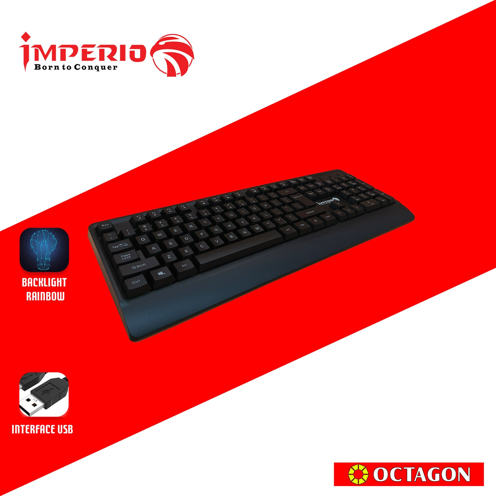 IMPERIO IKBL-K200 GAMING KEYBOARD US LAYOUT RAINBOW BACKLIGHT