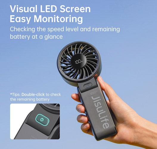 JISULIFE LIFE7 5000MAH BLACK HANDHELD FAN