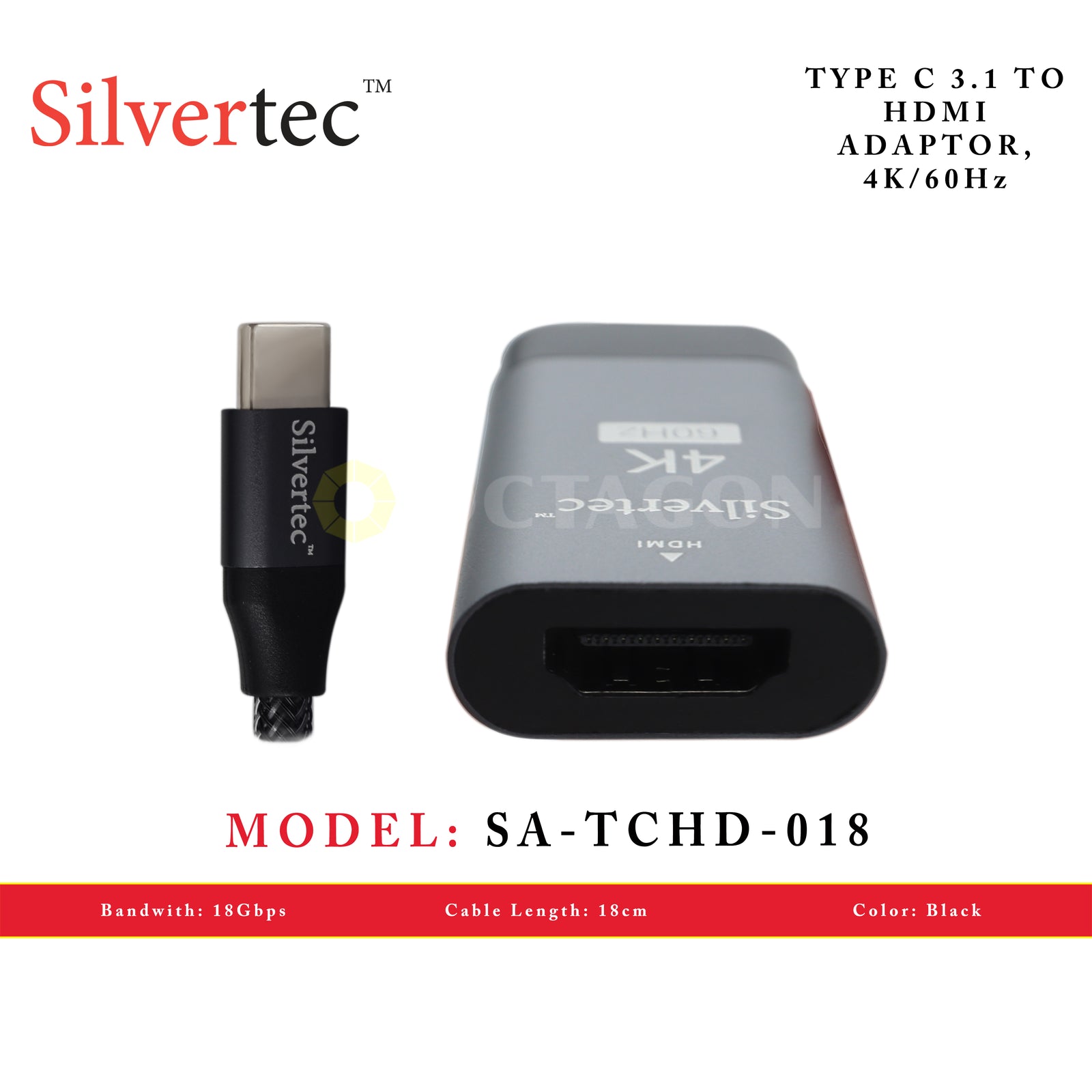 SILVERTEC SA-TCHD-018-BK USB-C AM TO HDM