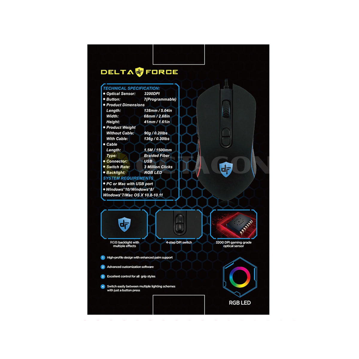 DELTA FORCE DFM-005 3200DPI/7 BUTTONS