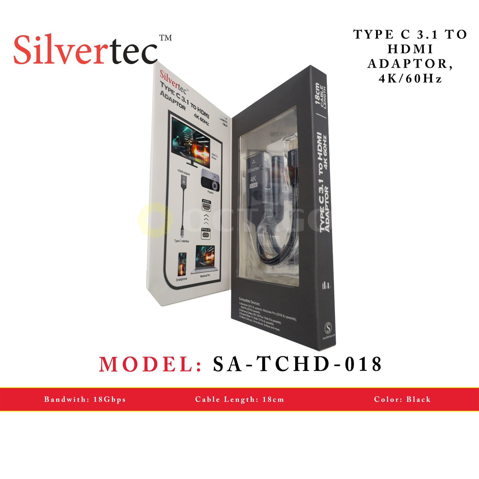 SILVERTEC SA-TCHD-018-BK USB-C AM TO HDM