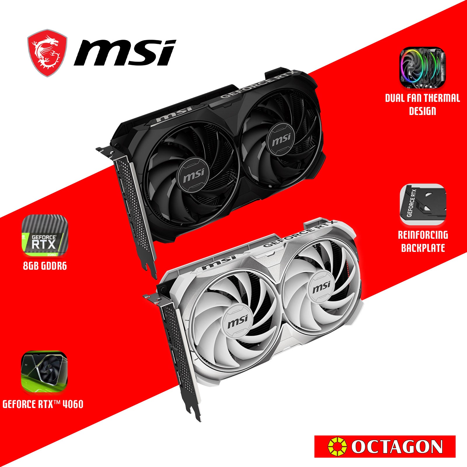 MSI RTX4060 VENTUS 2X 8GB OC BLACK / WHITE