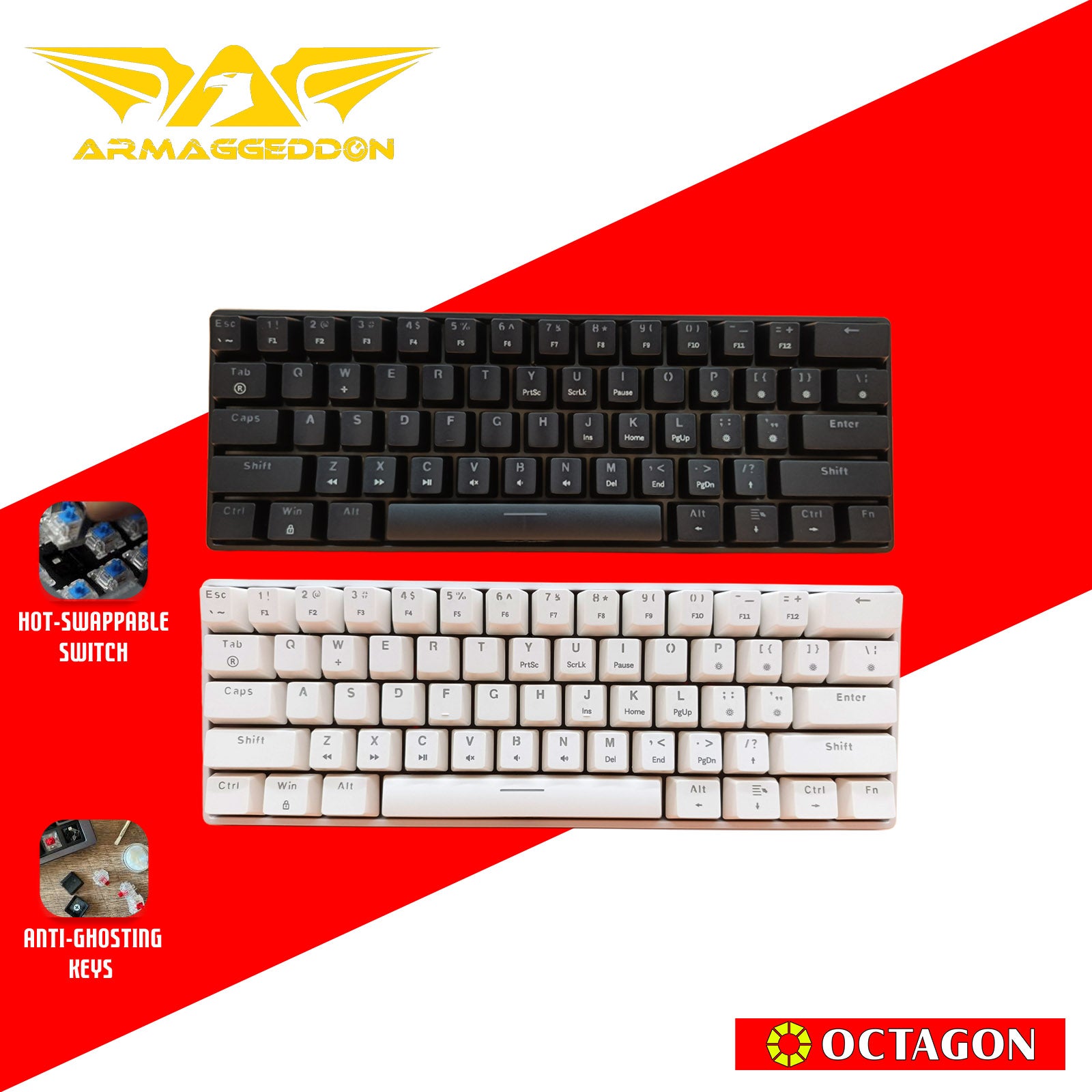 ARMAGGEDDON MKA-1C NEX (CLICKY) USB MECH KEYBOARD / 61 KEYS