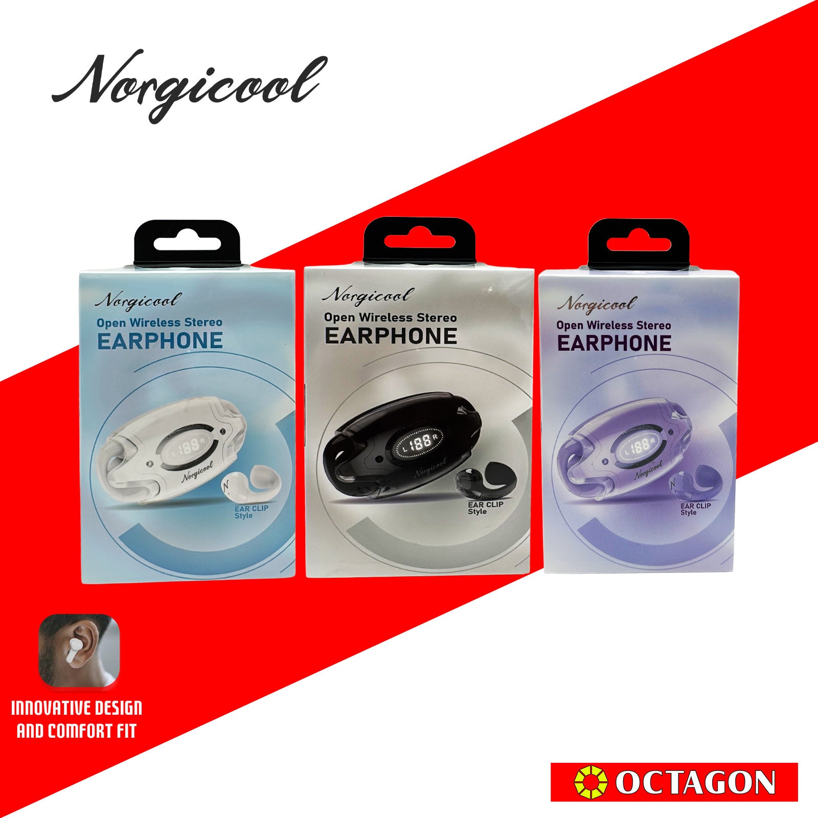 NORGICOOL NE88-PL TWS BT5.3 EAR CLIP EARPHONE