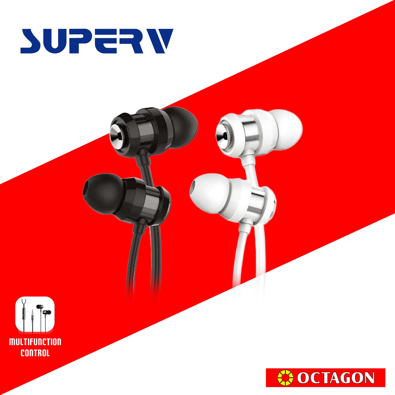 SUPERV EP04-In-ear Headphone with Mic & Inline Control ,120cm