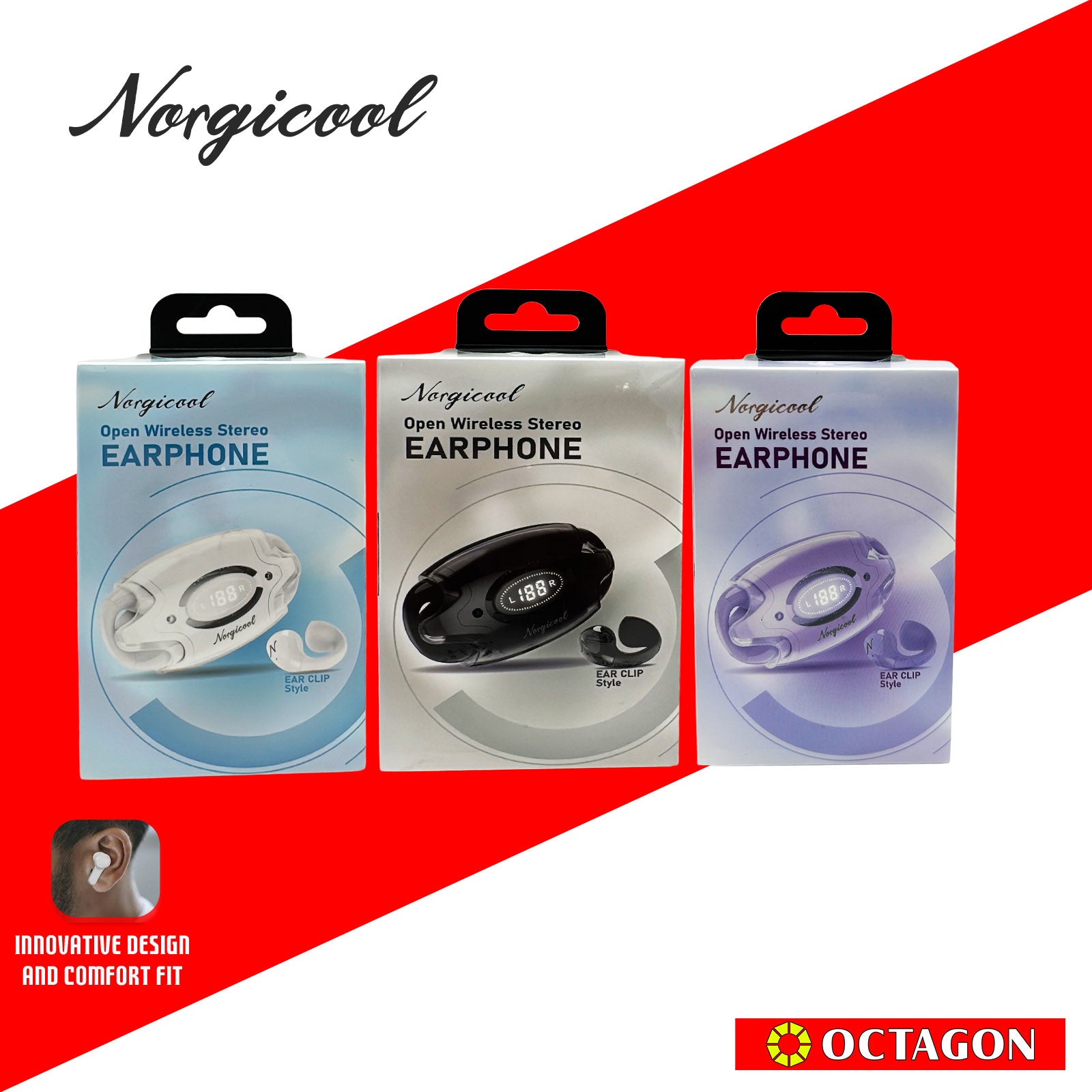 NORGICOOL NE88-PL TWS BT5.3 EAR CLIP EARPHONE