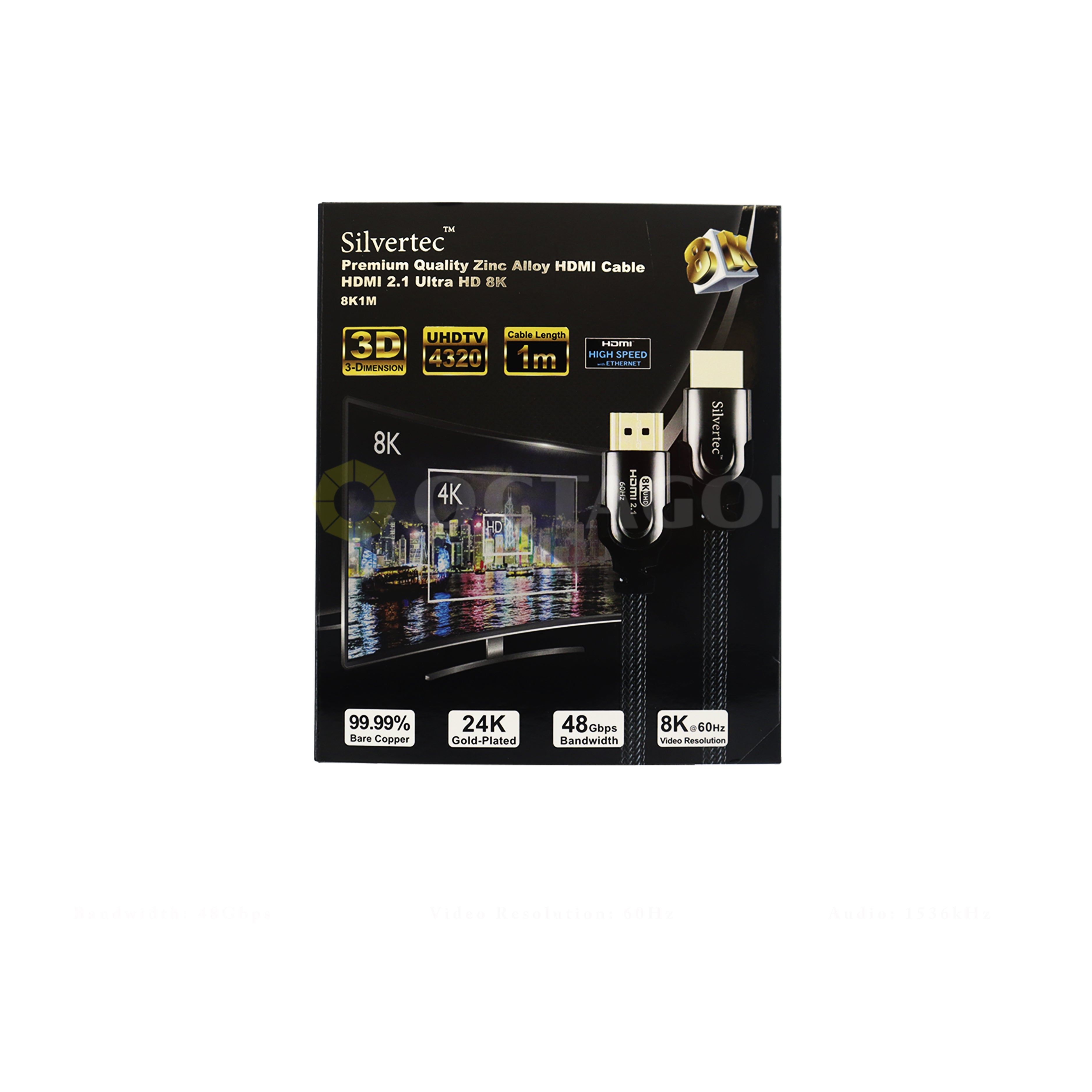 SILVERTEC 8K1M-GY 1M HDMI 2.1V ZINC