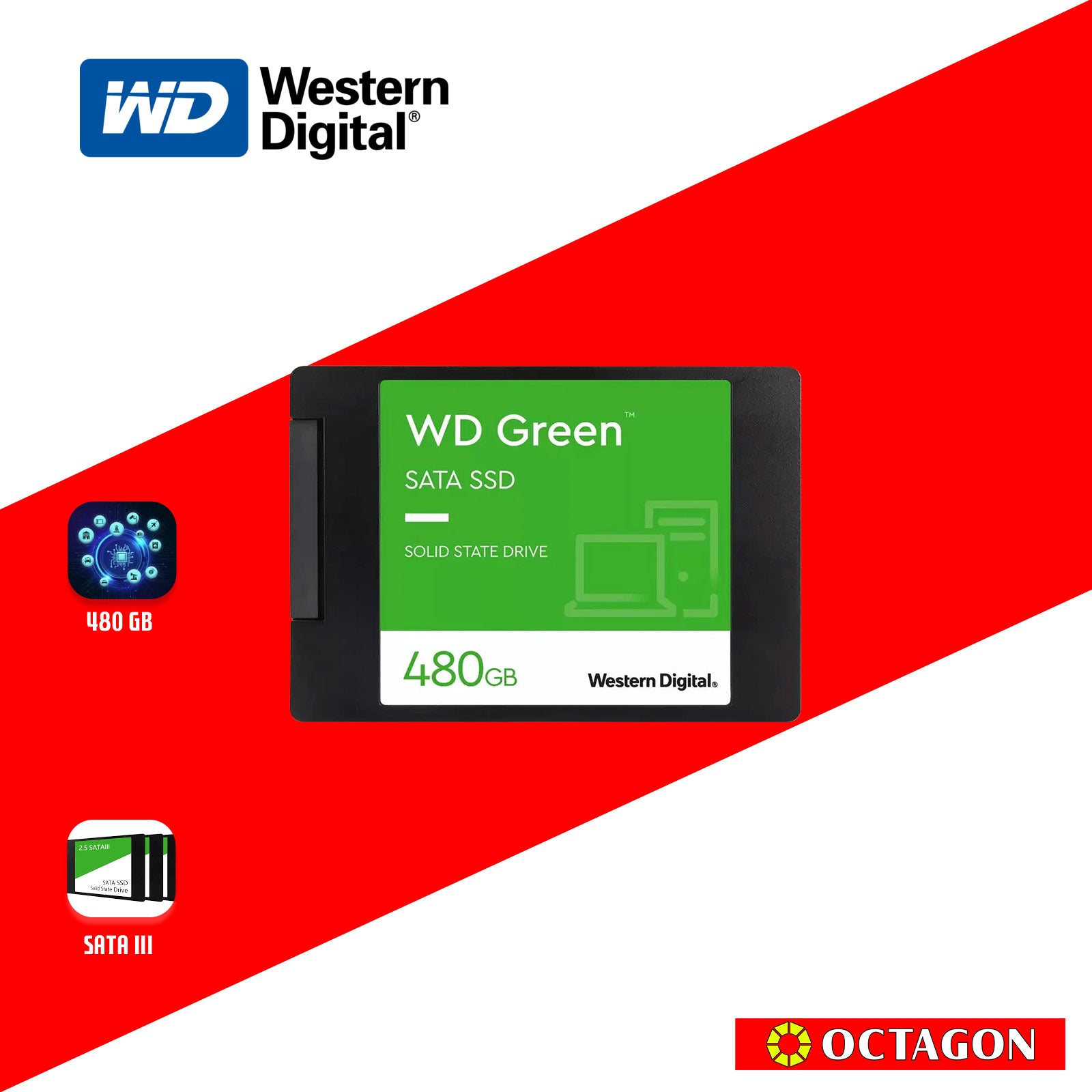 WD SSD 480GB AND 1TB GREEN SATA 3 GEN 3