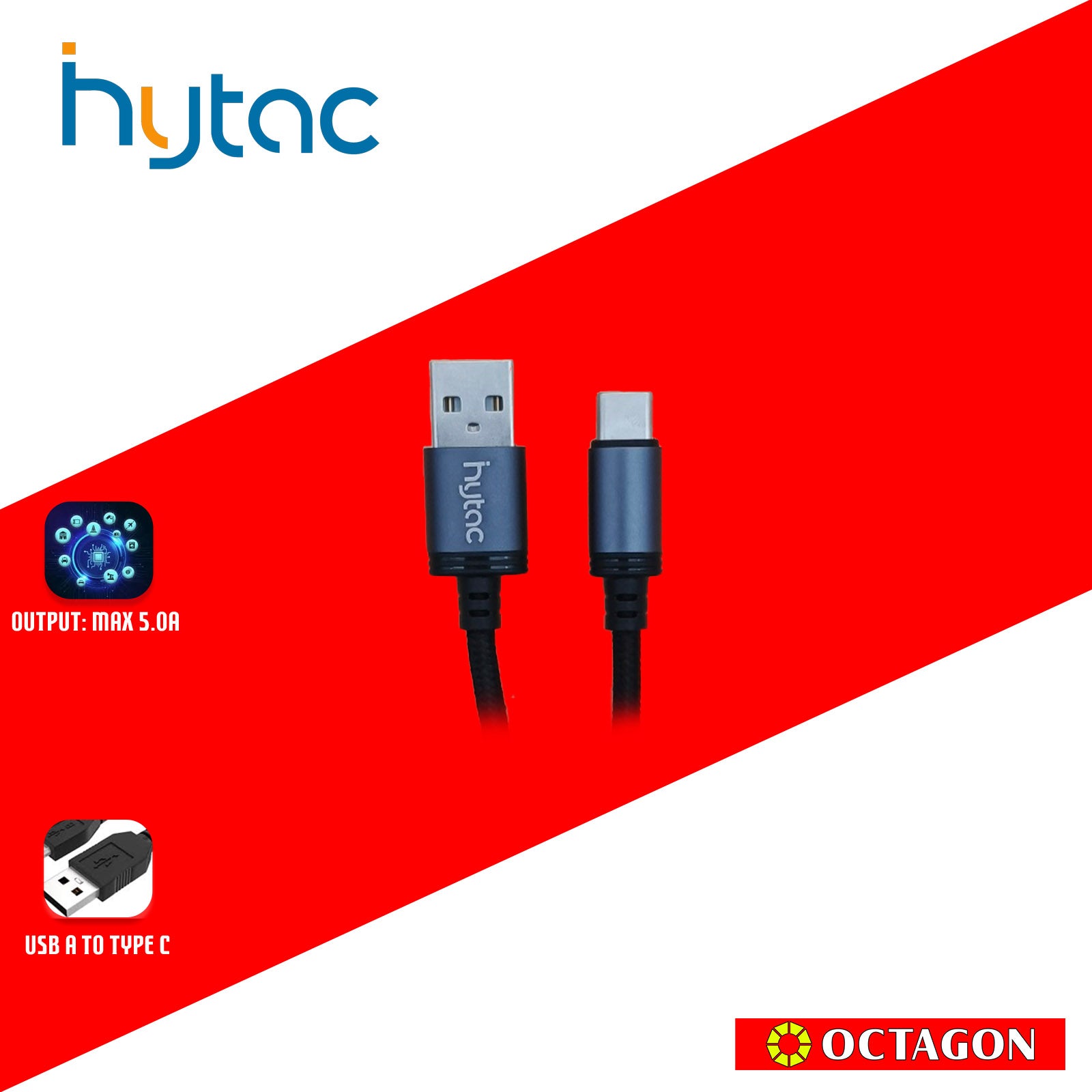 HYTAC HCC203C USB A TO TYPE C FAST CHARGING CABLE 5A 2M BLACK