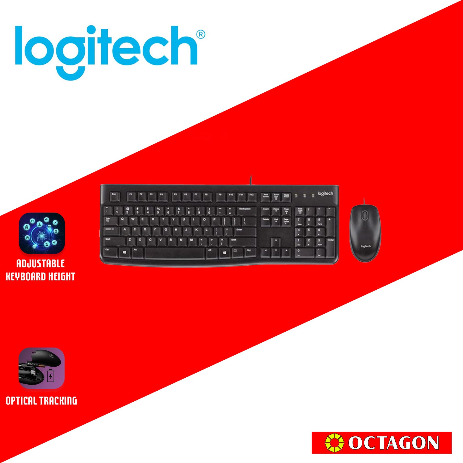 LOGITECH MK120-N COMBO WIRED USB KEYBOARD & MOUSE
