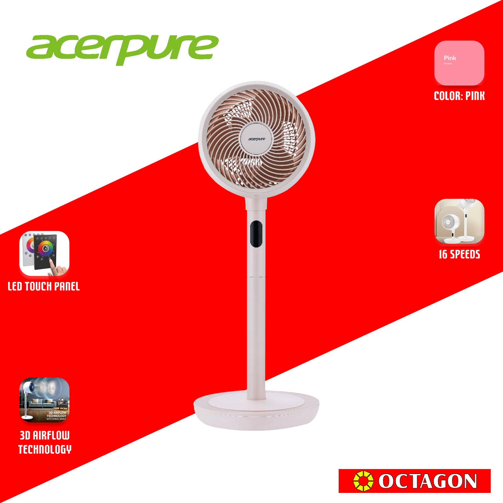 ACERPURE COZY F2 AIR CIRCULATOR AF773-20Y / AF773-20W /  AF773-20P 3D AIRFLOW TECHNOLOGY
