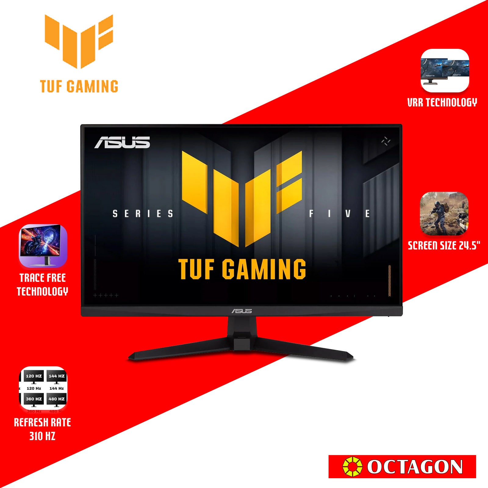 ASUS TUF VG259QMR5A 24.5 FHD IPS 310HZ 0.3MS GAMING MONITOR