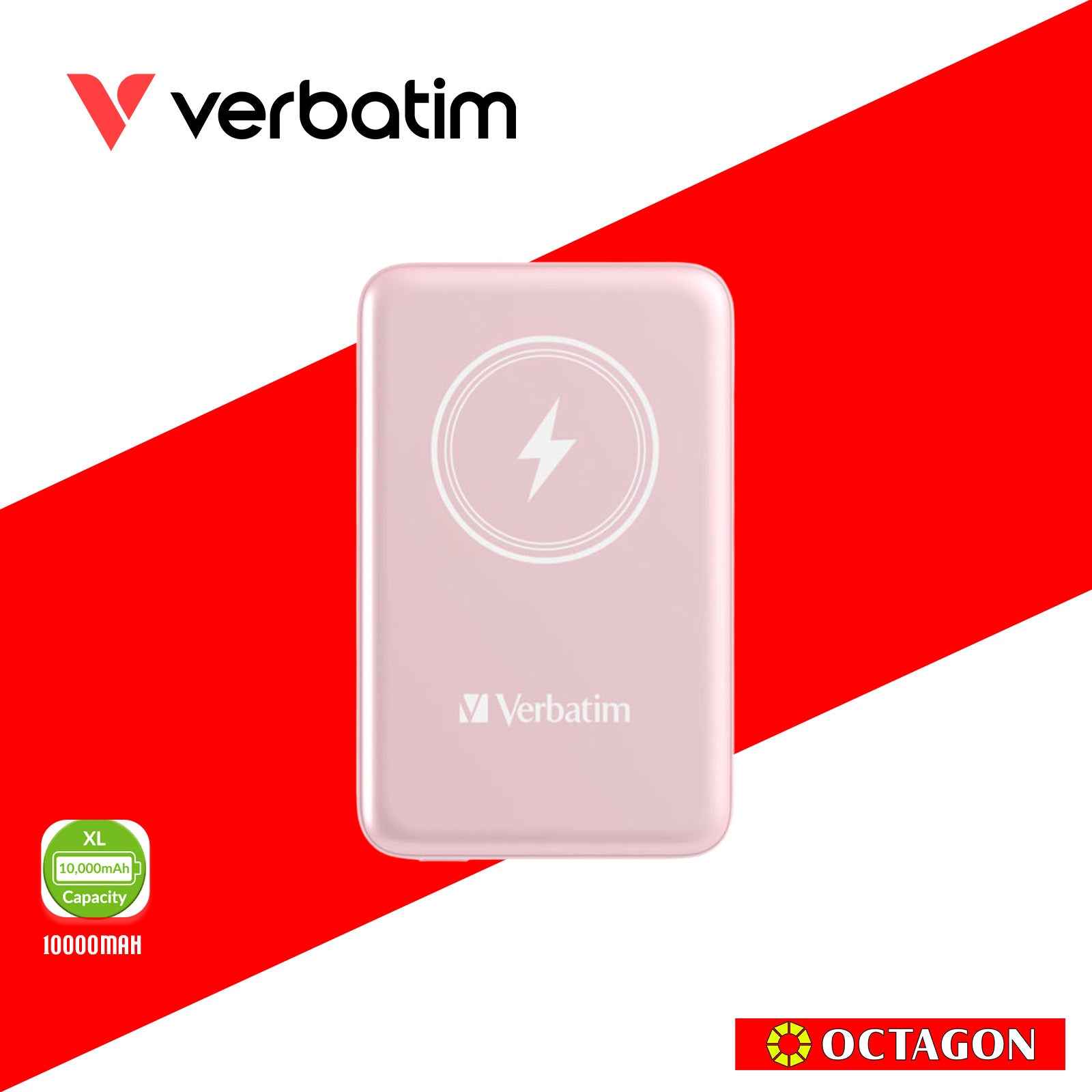 VERBATIM 32248 MAGNETIC WL 10000 MAH POWER PACK MCP - PD 20W MWC 15W PINK