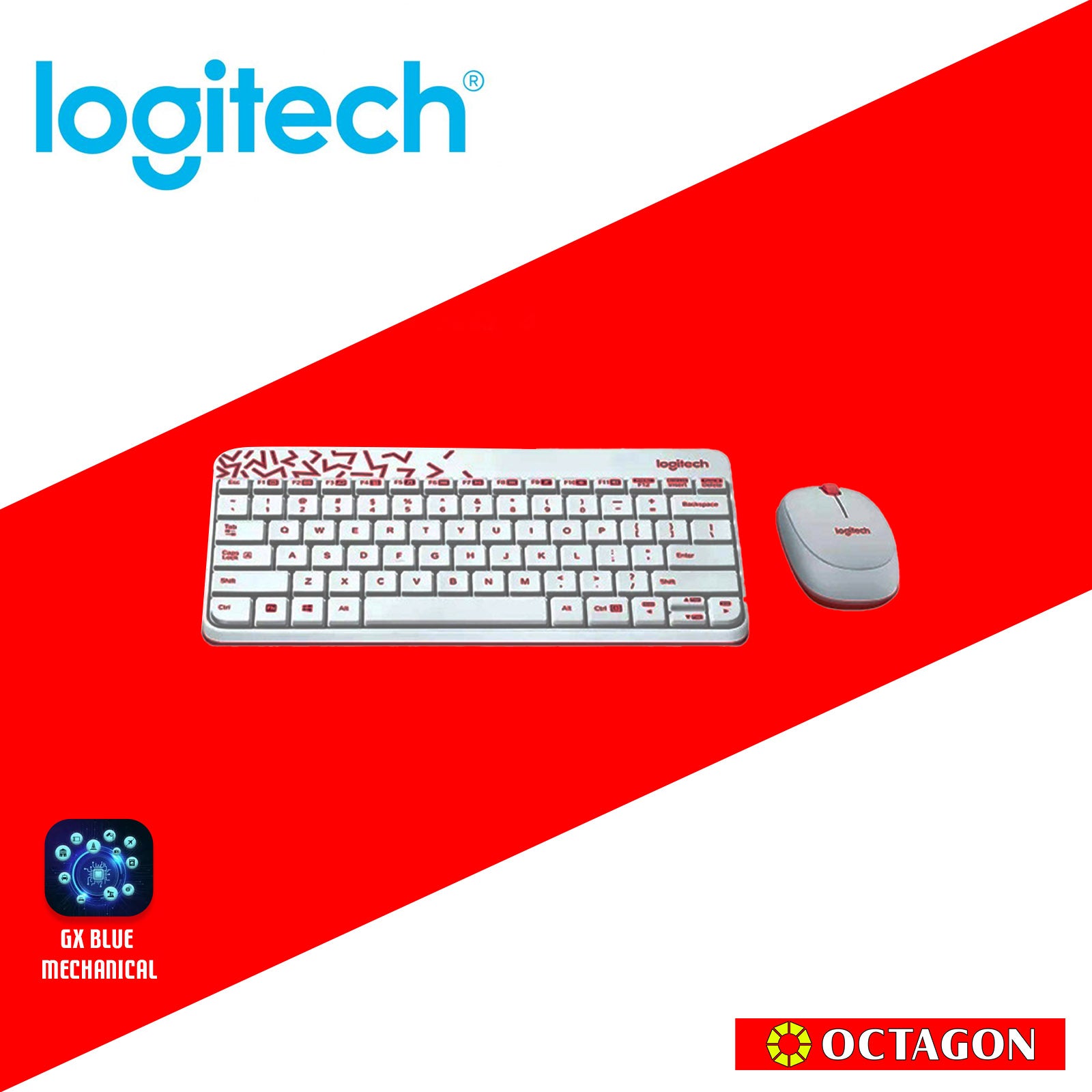LOGITECH MK240 NANO WHITE+VIVID RED WIRE