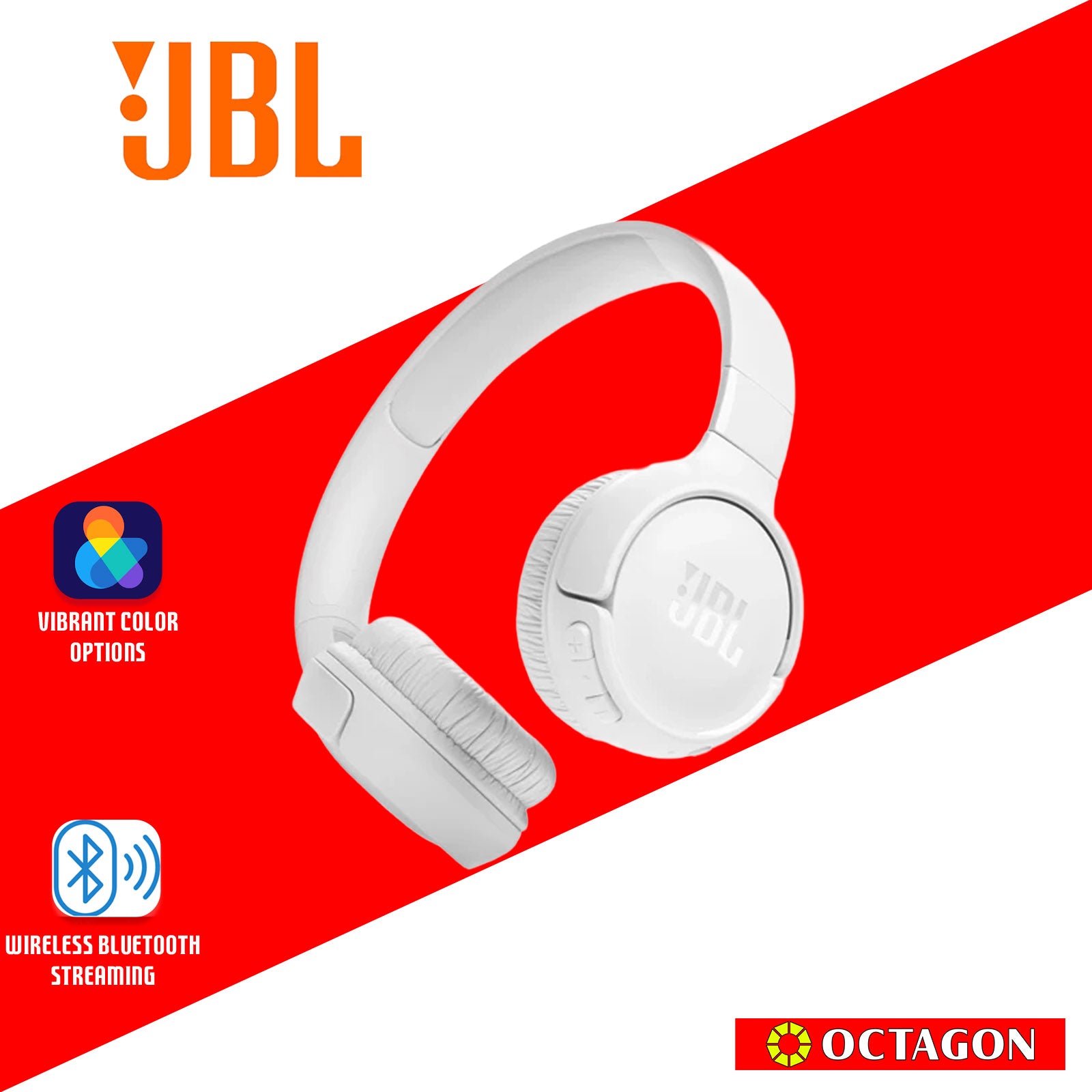 JBL T520C WIRELESS ON-EAR HEADPHONE BLACK/WHITE/BLUE