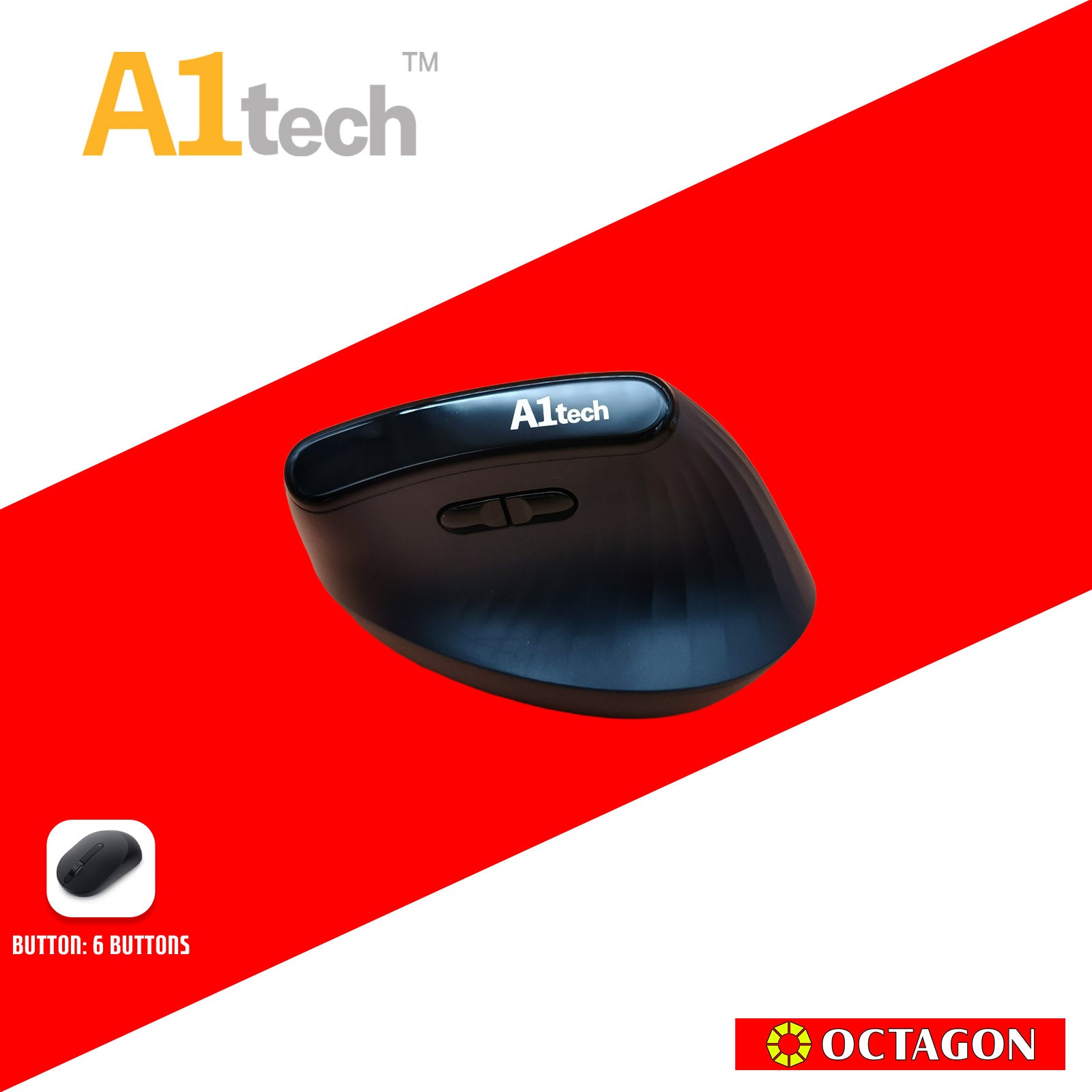 A1TECH AC-W808-WH 2.4G ERGONOMIC WIRELESS MOUSE 1600 DPI WHITE/BLACK