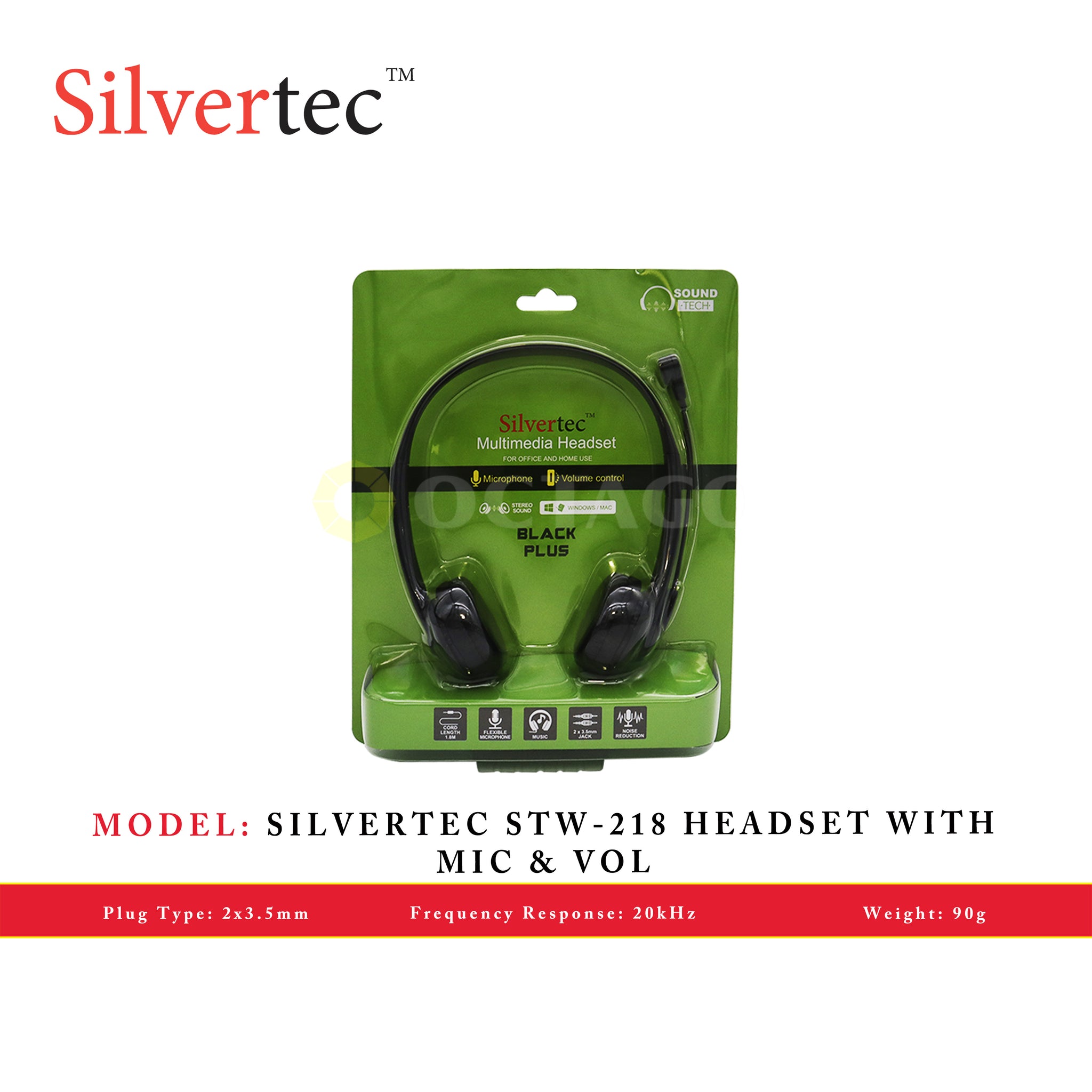 SILVERTEC STW-218 HEADSET WITH MIC & VOL