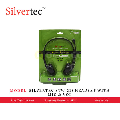 SILVERTEC STW-218 HEADSET WITH MIC & VOL