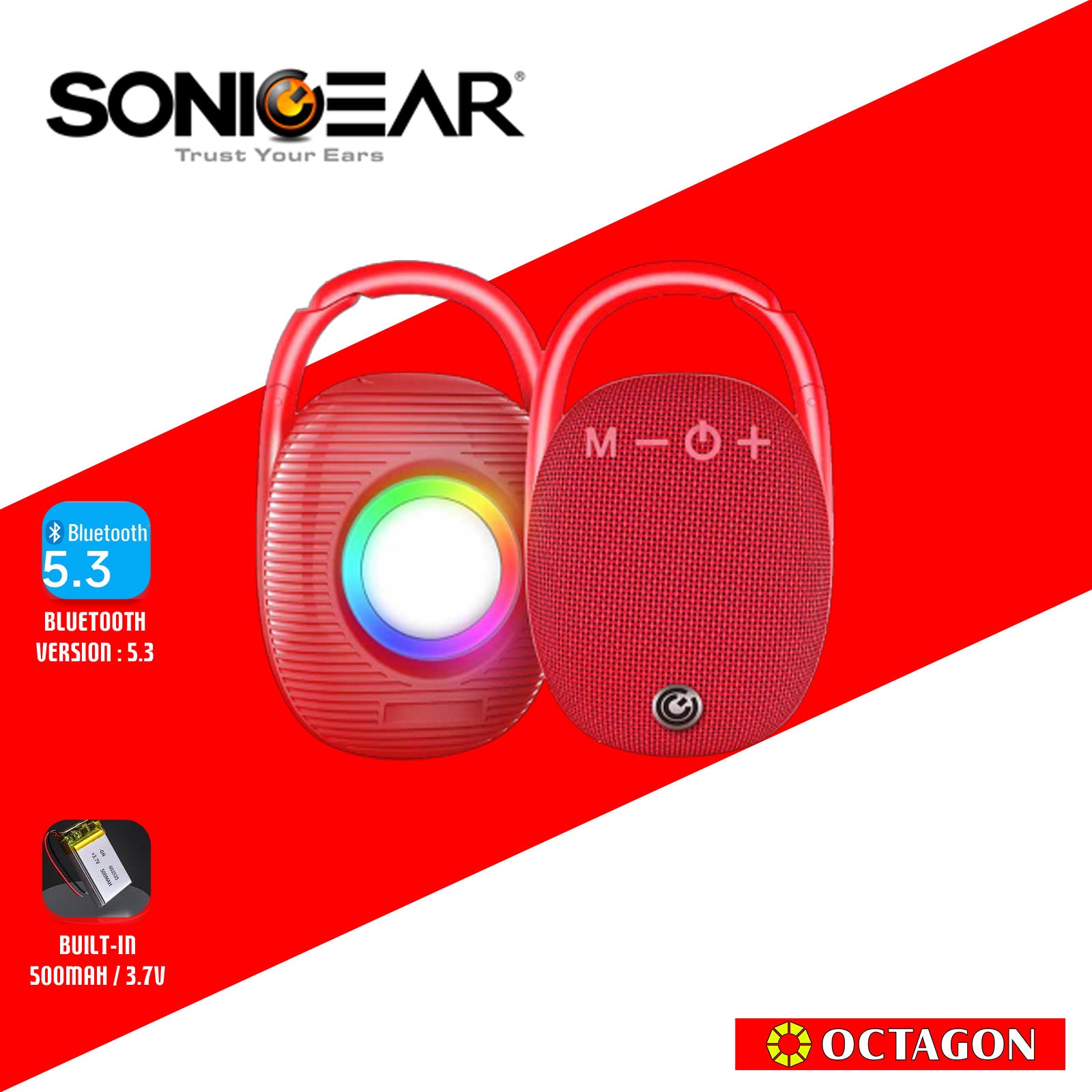 SONIC GEAR SONICGO! CLIPZ PORTABLE BT SPEAKER FM/ USB SLOT/ HAND FREE