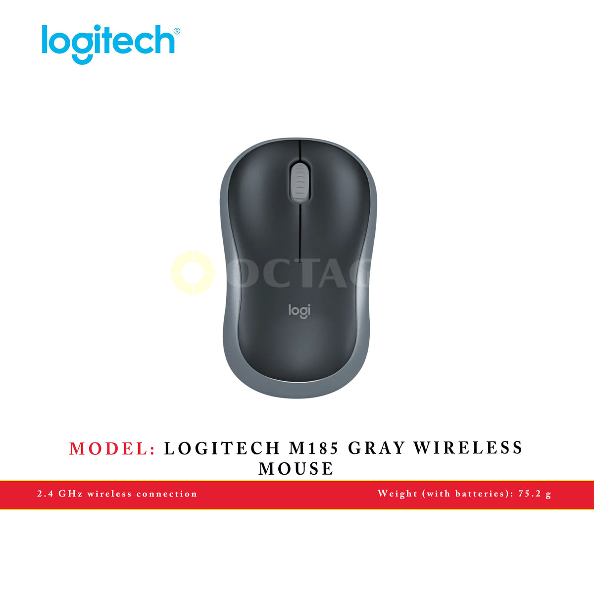 Logitech Grey Text LOGITECH M185 GRAY WIRELESS MOUSE – Octagon Computer Superstore