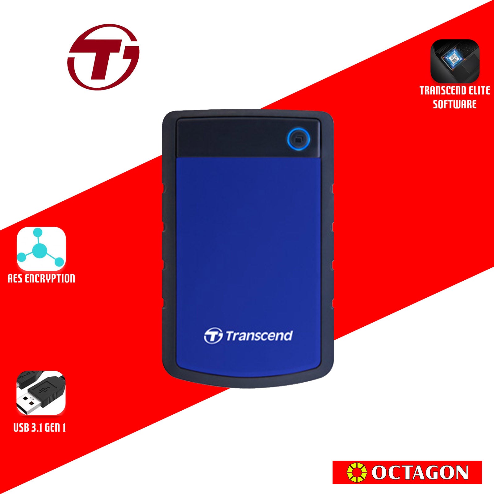 TRANSCEND STOREJET 25H3B 1TB BLUE