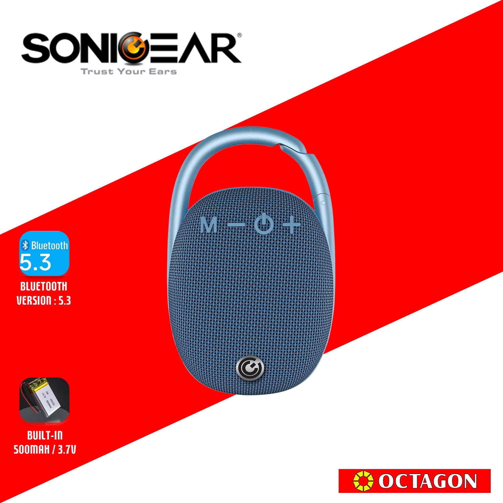 SONIC GEAR SONICGO! CLIPZ PORTABLE BT SPEAKER FM/ USB SLOT/ HAND FREE