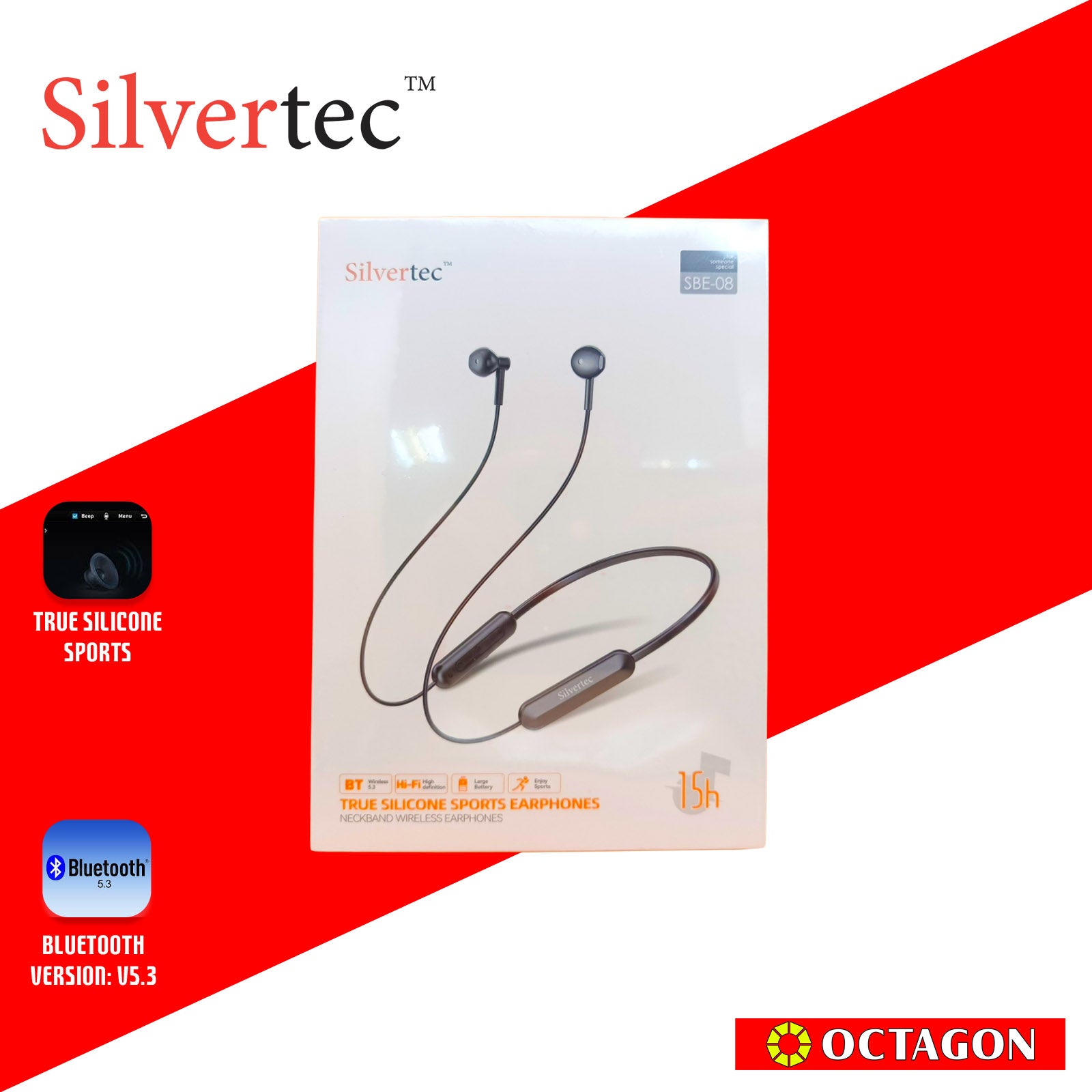SILVERTEC SBE-08-BK BLUETOOTH NECKBAND EARPHONES BLACK