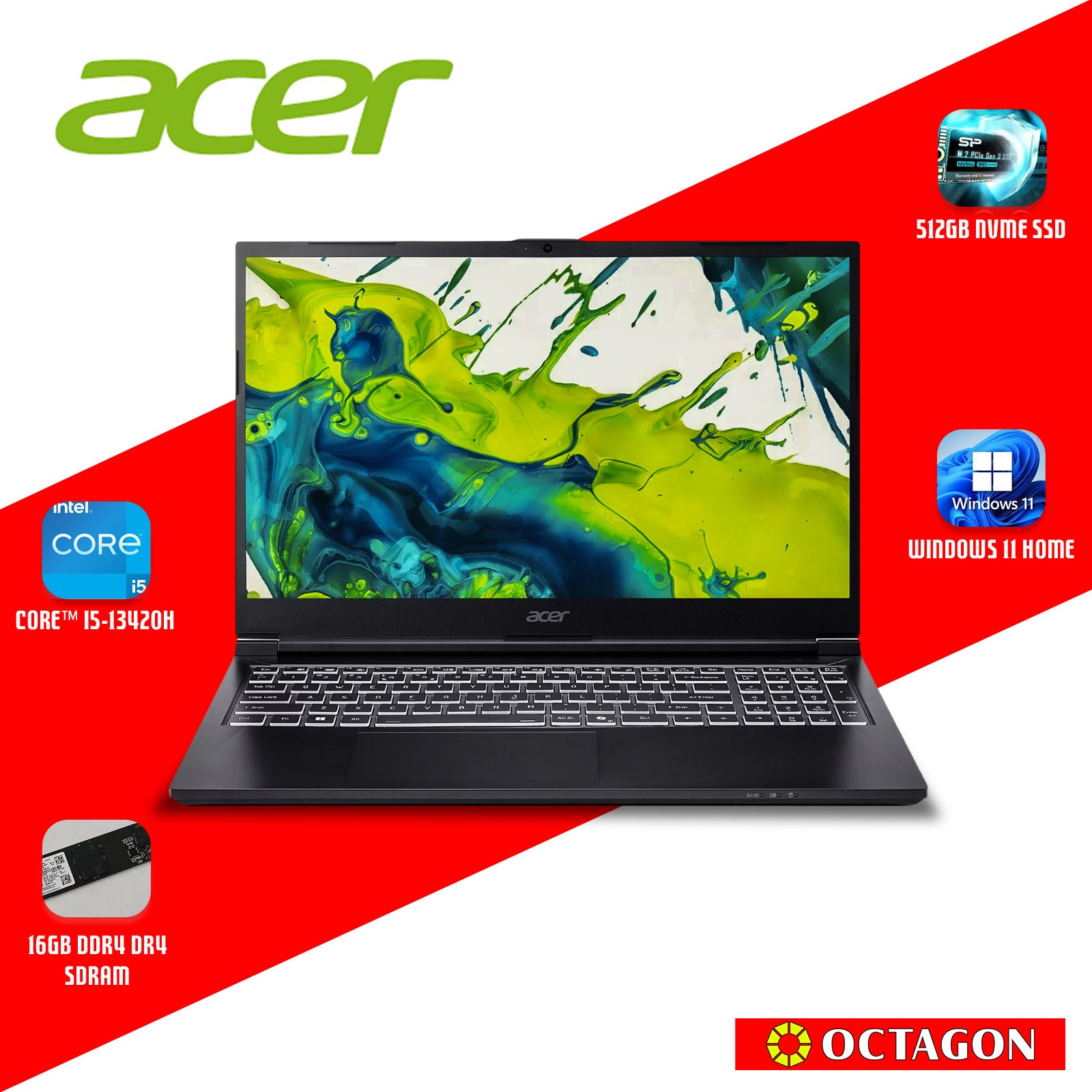 ACER ASPIRE 7 A715-59G-5618/ CORE I5-13420H/ 16GB/ 512GB SSD/ 15.6 FHD/ WIN 11/ RTX3050 6GB/ OFFICE H&S 2024/ BLK