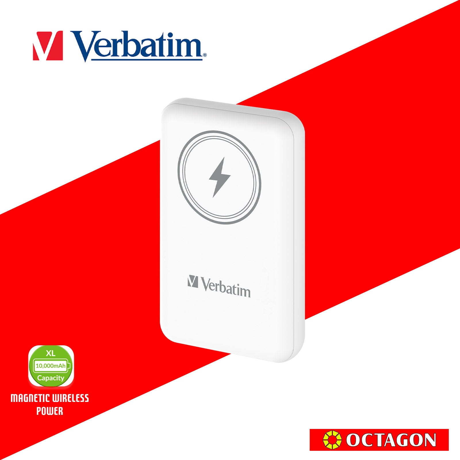 VERBATIM 66905 POWER PACK 10000MAH MAGNETIC WIRELESS CHARGING (WHITE)