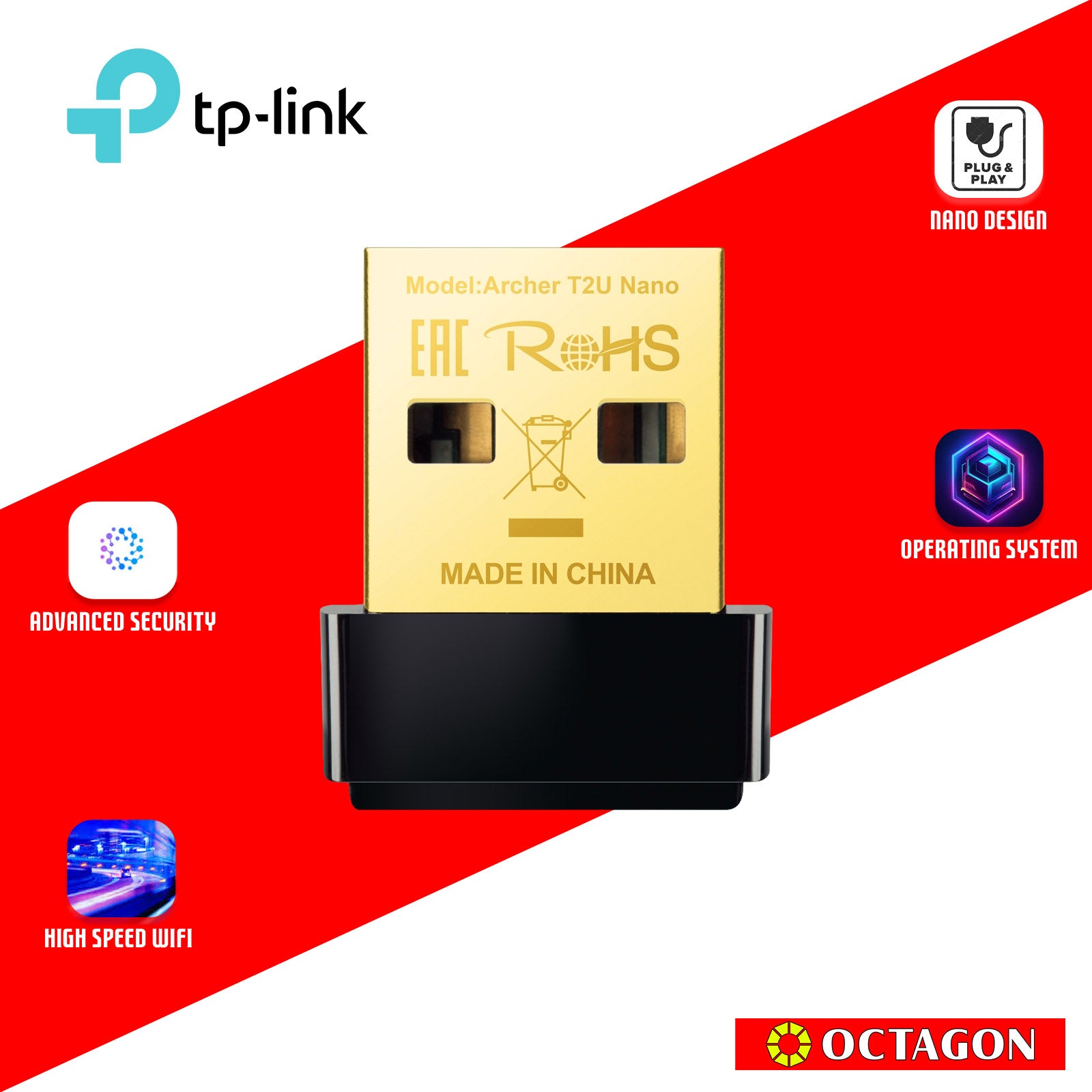 TPLINK ARCHER T2UB NANO AC600 WI-FI BLUETOOTH 4.2 WIRELESS USB ADAPTER