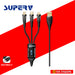 SUPERV RT66 BLACK (3 IN 1) CABLE 1.2M (OUTPUT TYPE C/ MICRO USB/ LIGHTNING/ INPUT USBA)