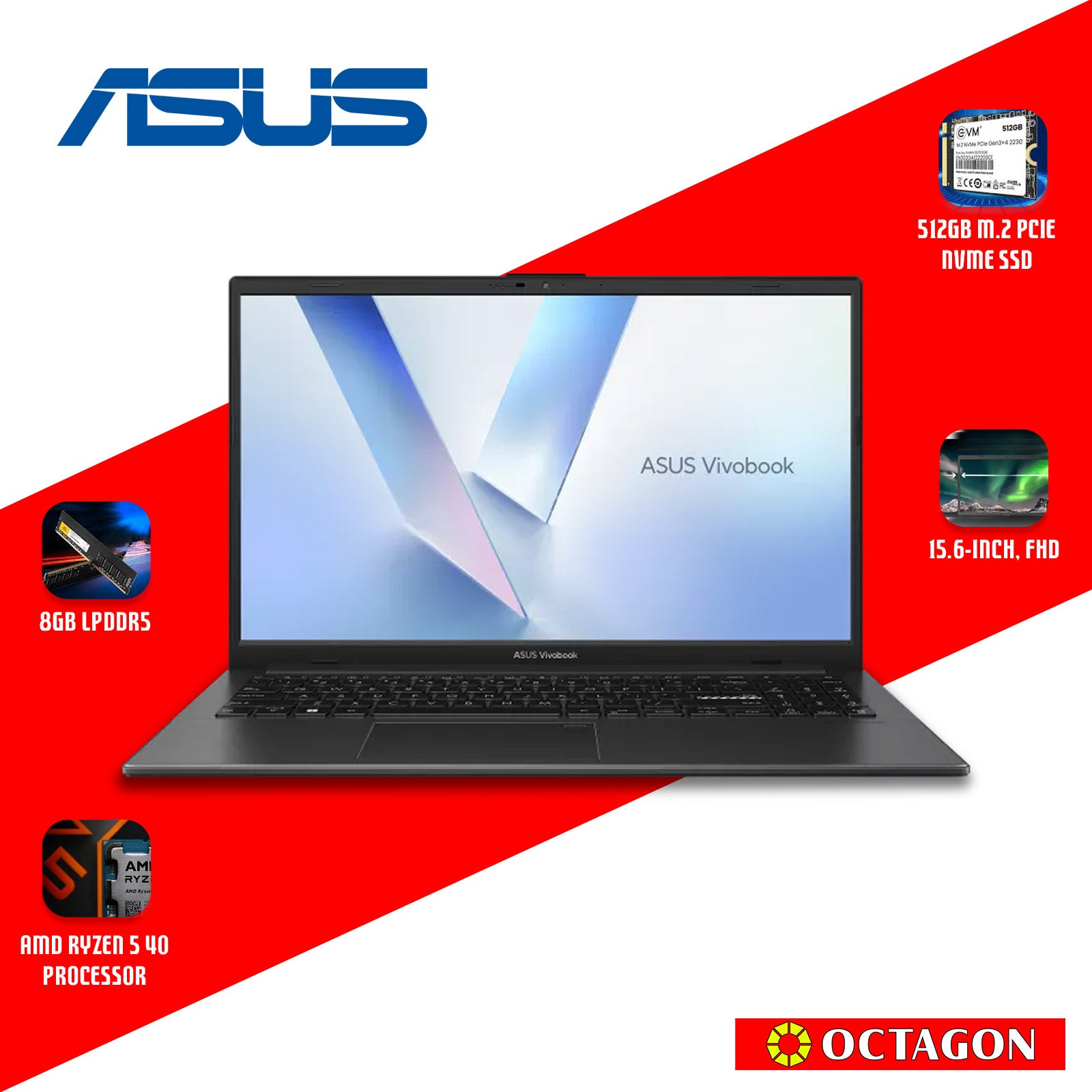 ASUS E1504FA-BQ5586WSM/ RYZEN 5-40/ 8GB/ 512GB SSD/ 15.6 FHD/ WIN 11
