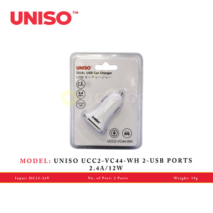 UNISO UCC2-VC44-WH 2-USB PORTS 2.4A/12W