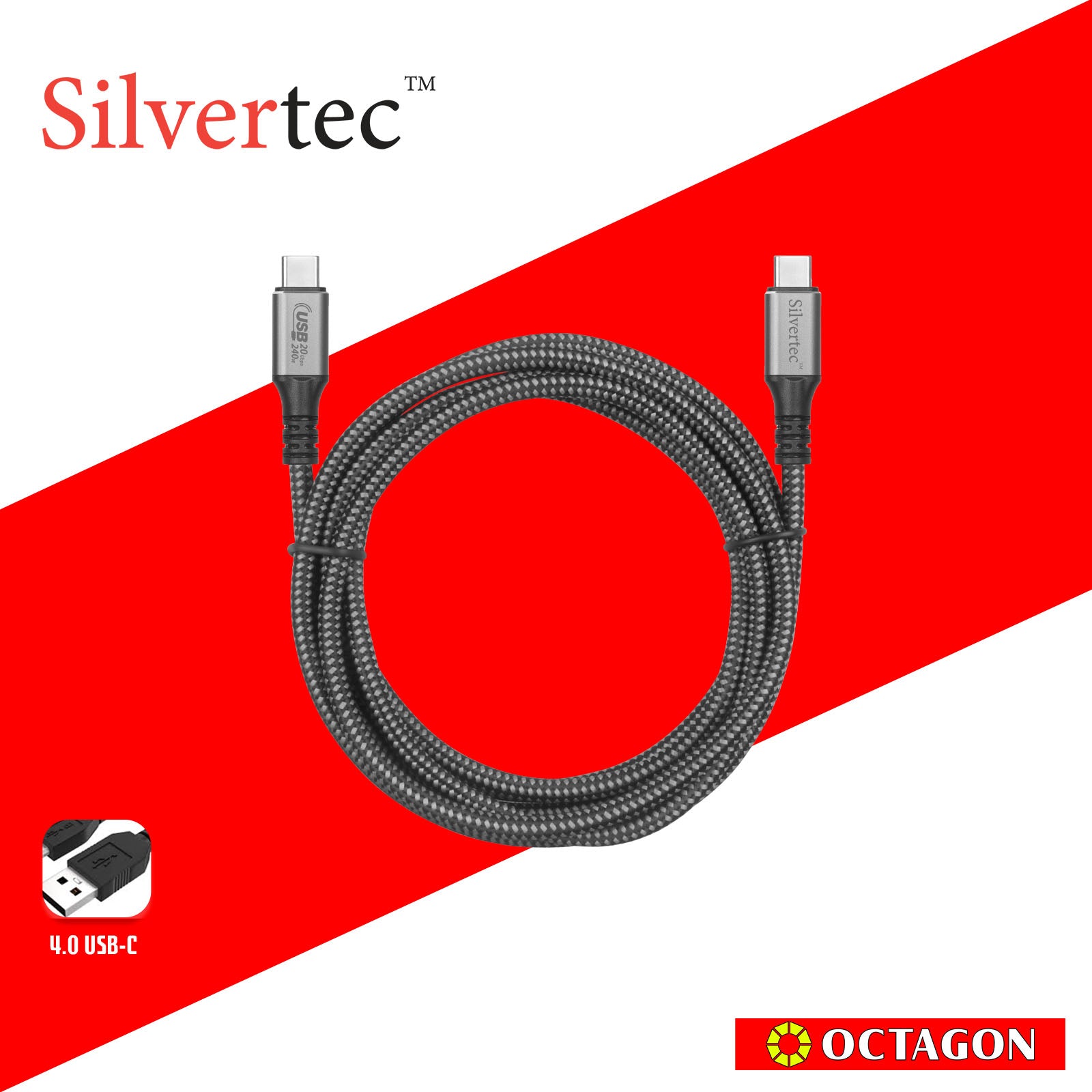 SILVERTEC SW-CC4200-BK USB4.0 C 2M 240W 40GBPS CABLE