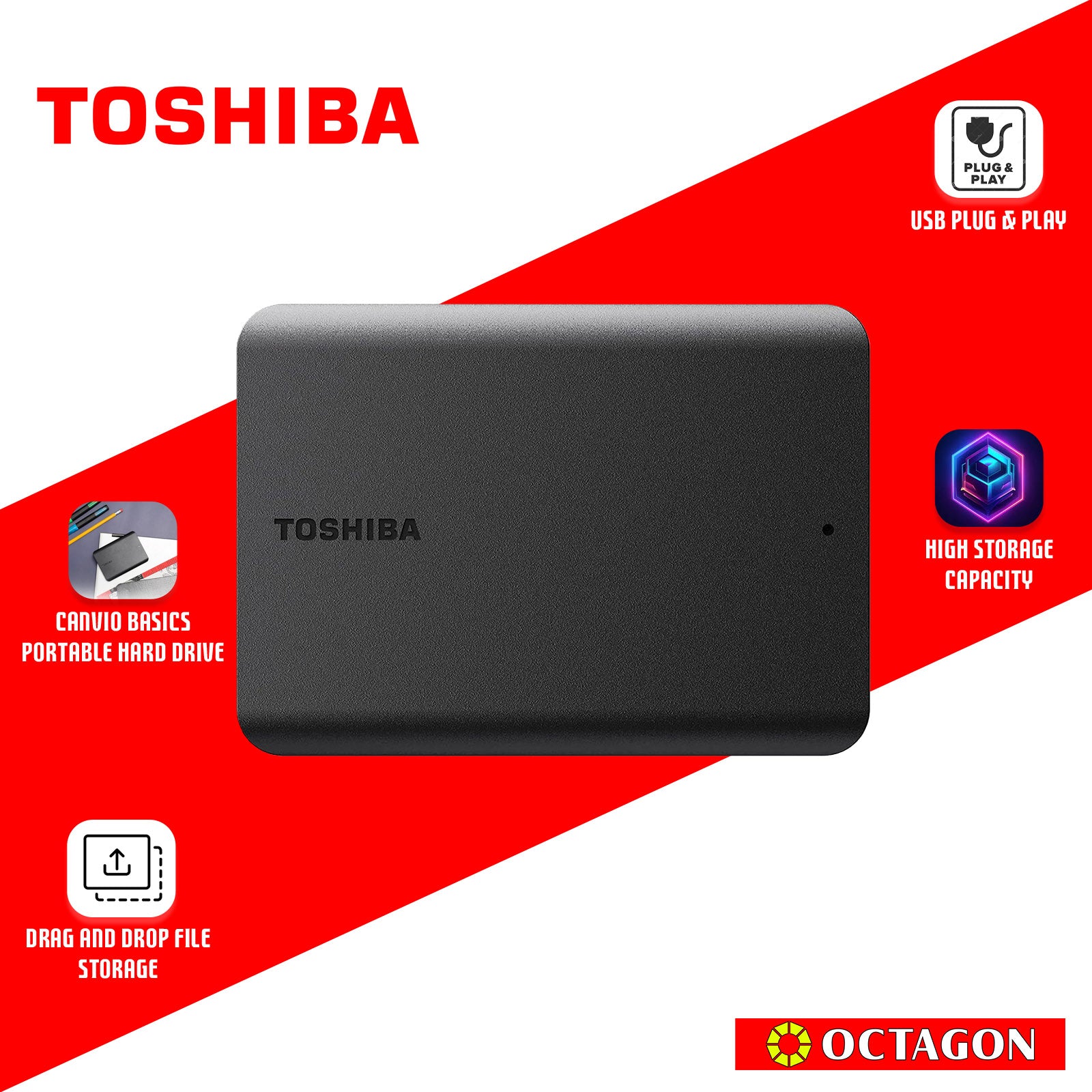 TOSHIBA 1TB (NEW) CANVIO BASIC BLACK 3.0 HDD