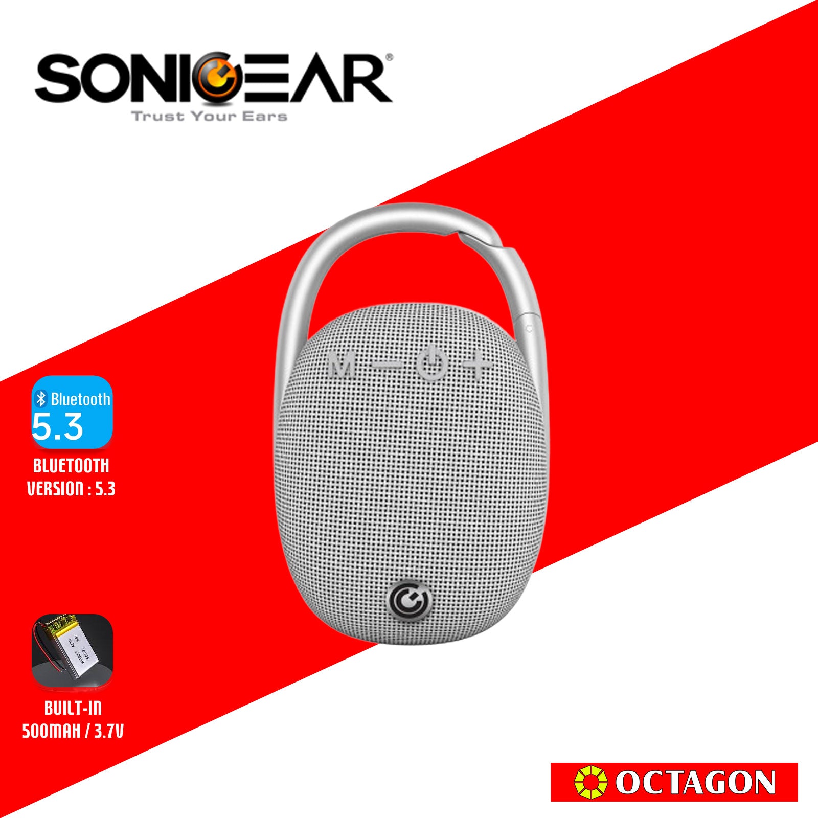 SONIC GEAR SONICGO! CLIPZ PORTABLE BT SPEAKER FM/ USB SLOT/ HAND FREE
