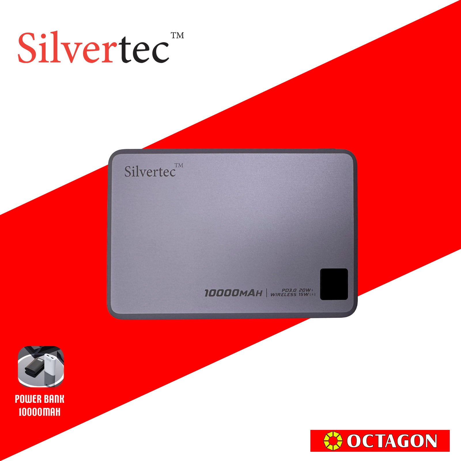 SILVERTEC SRT-MP100-PP ULTRA-SLIM MAGNETIC WIRELESS PD20W POWERBANK 10 ...